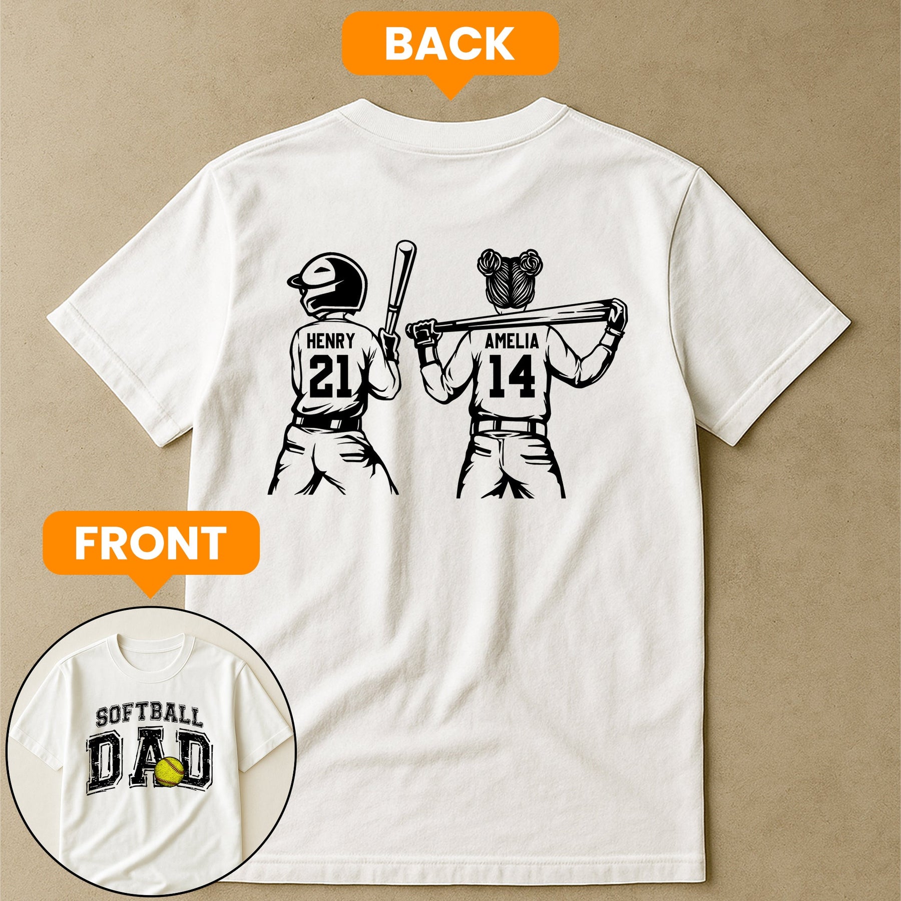 Father's Day Gifts, Softball Dad, Daddy, Grandpa - Personalized Shirt
