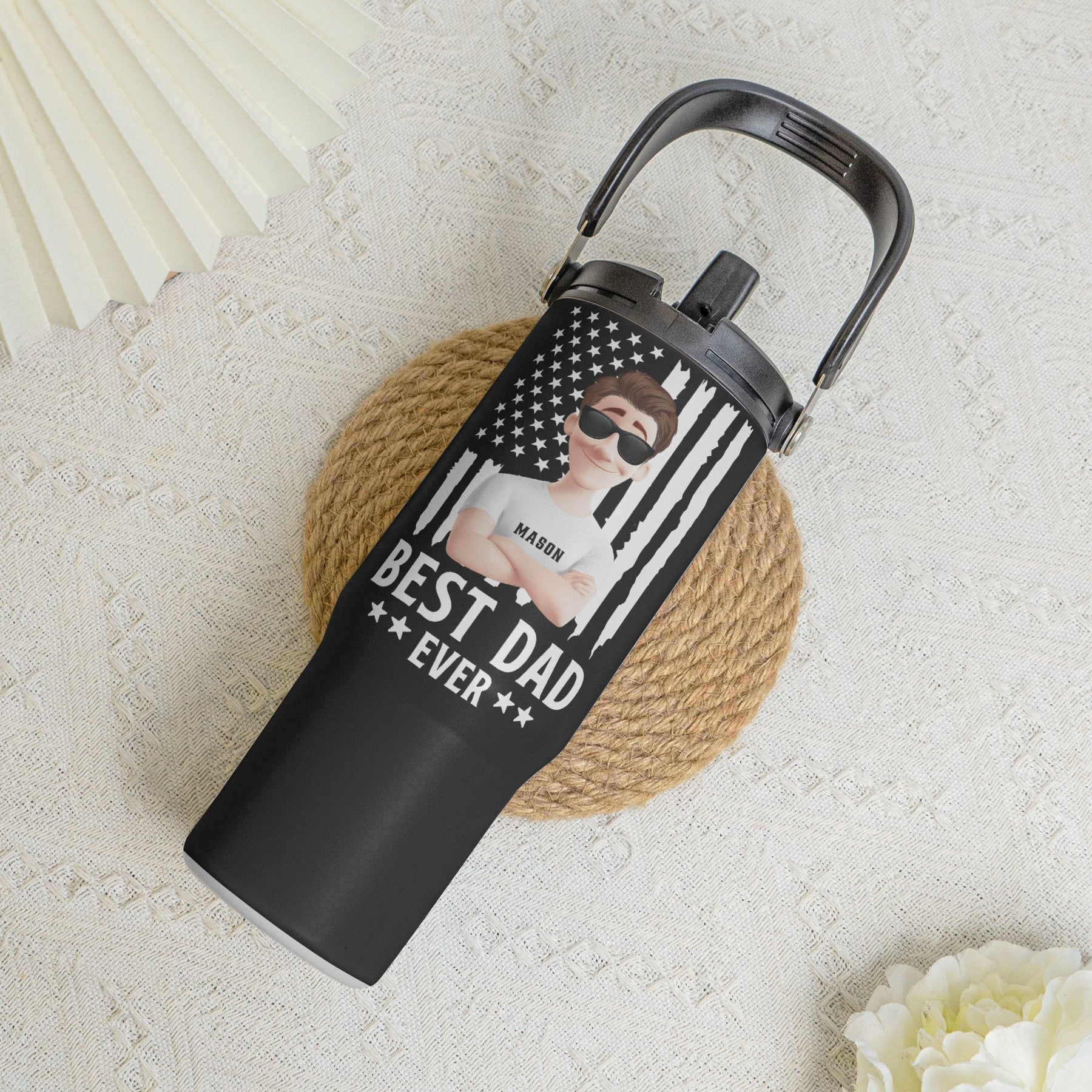 Father's Day Gift For Best Dad Ever - Personalized 30oz Tumbler With Handle