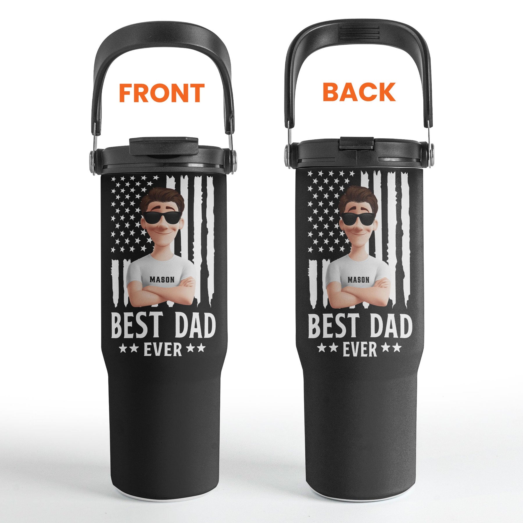 Father's Day Gift For Best Dad Ever - Personalized 30oz Tumbler With Handle
