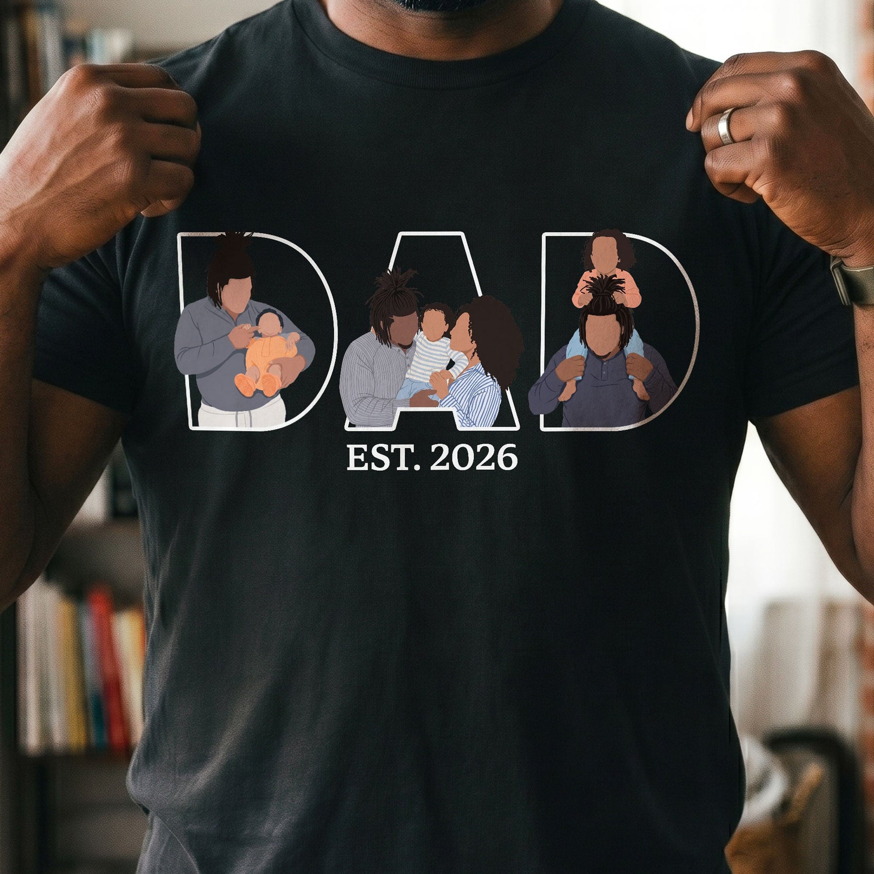 Father's Day Gift Custom Dad Portrait For Father, New Dad - Faceless Art - Personalized Shirt