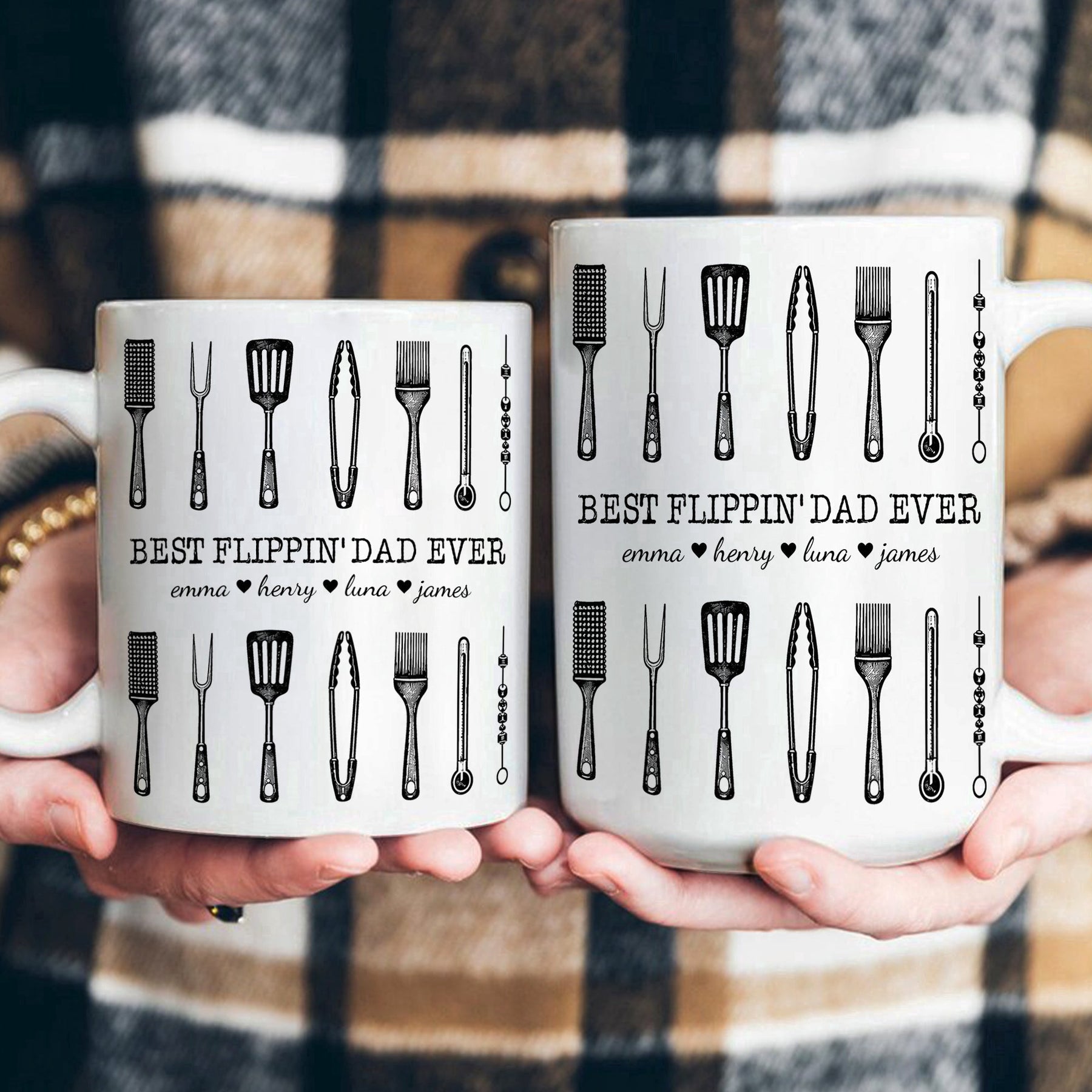 Father's Day Gifts Best Flippin' Dad Ever Custom Kids Names - Personalized Mug