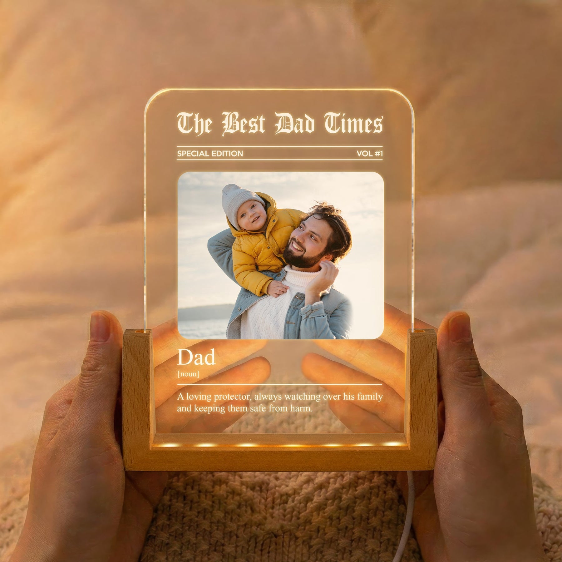 Father's Day Gifts, The Father's Day Times Dad Grandpa Definition - Personalized Night Light