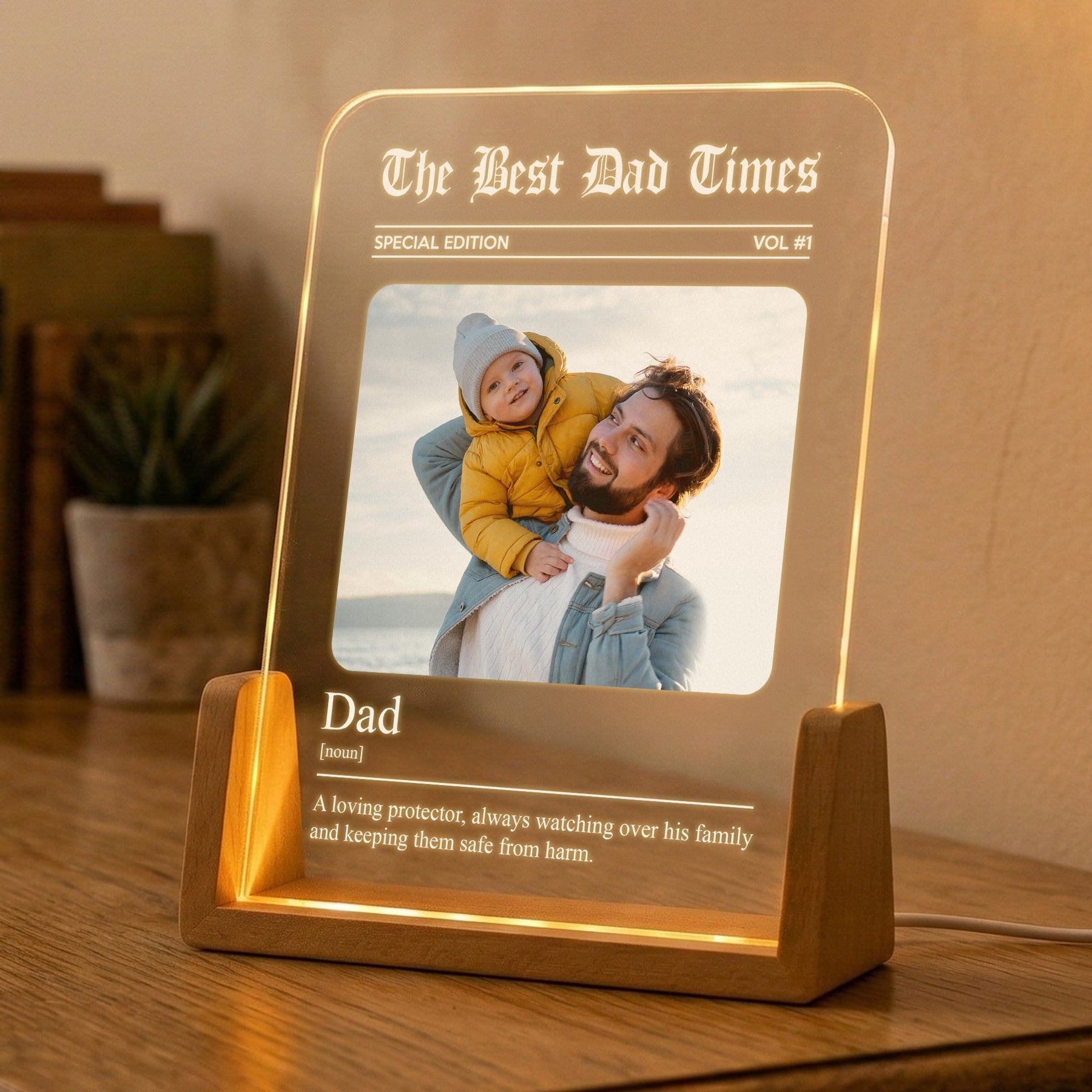 Father's Day Gifts, The Father's Day Times Dad Grandpa Definition - Personalized Night Light
