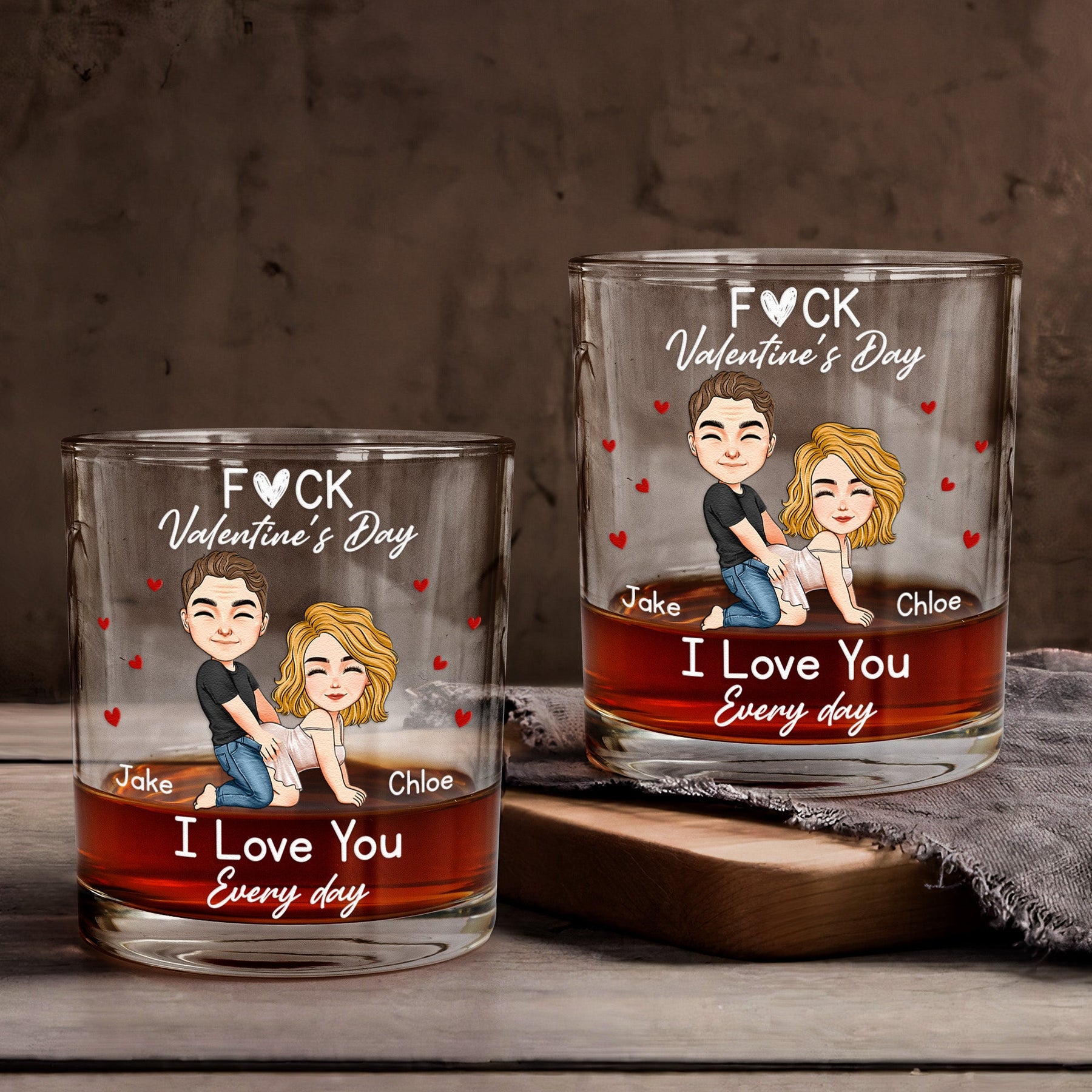 F*ck Valentine's Day I Love You Every Day - Fun Naughty Valentines Gifts For Her, Wife, Husband - Personalized Glass Gift
