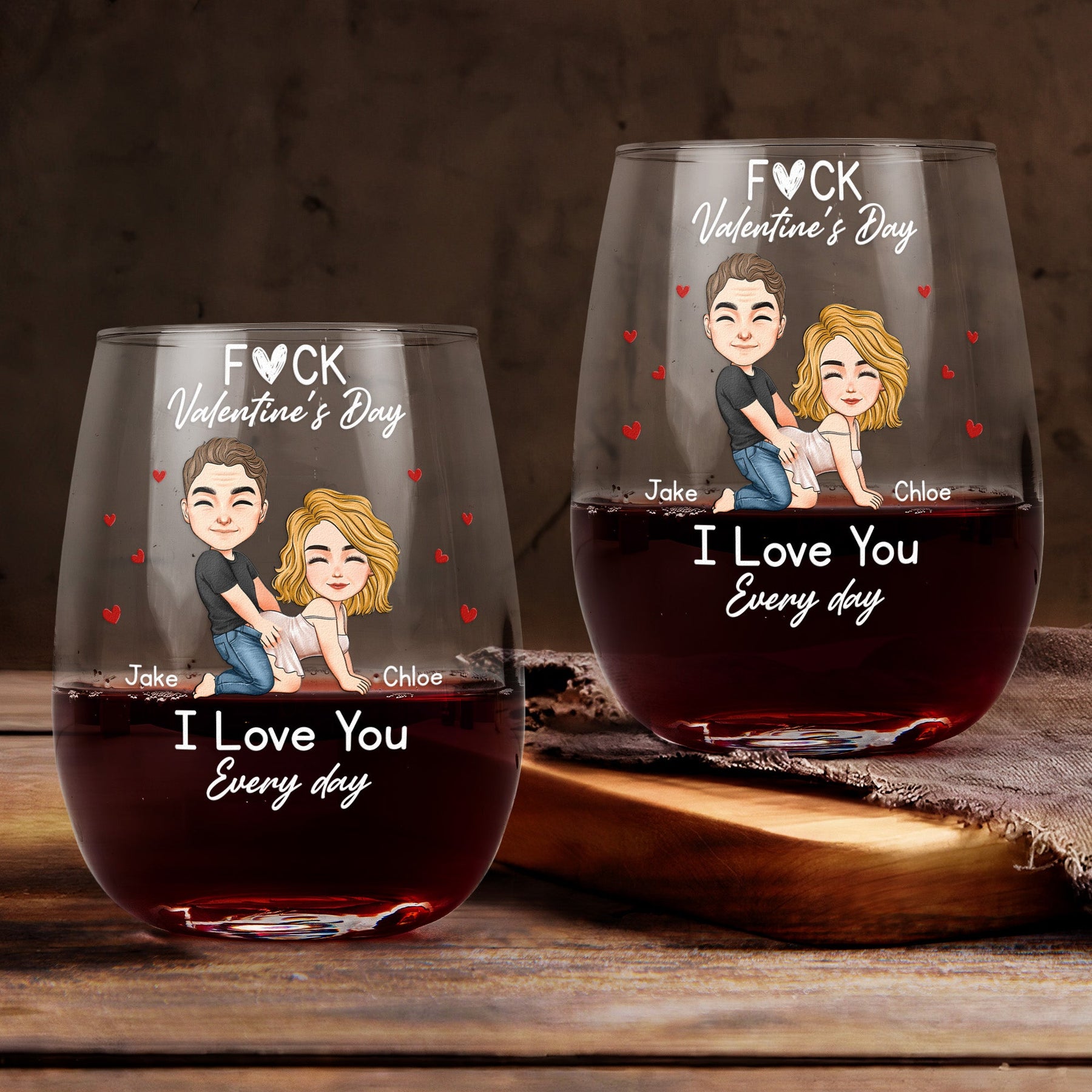 F*ck Valentine's Day I Love You Every Day - Fun Naughty Valentines Gifts For Her, Wife, Husband - Personalized Glass Gift