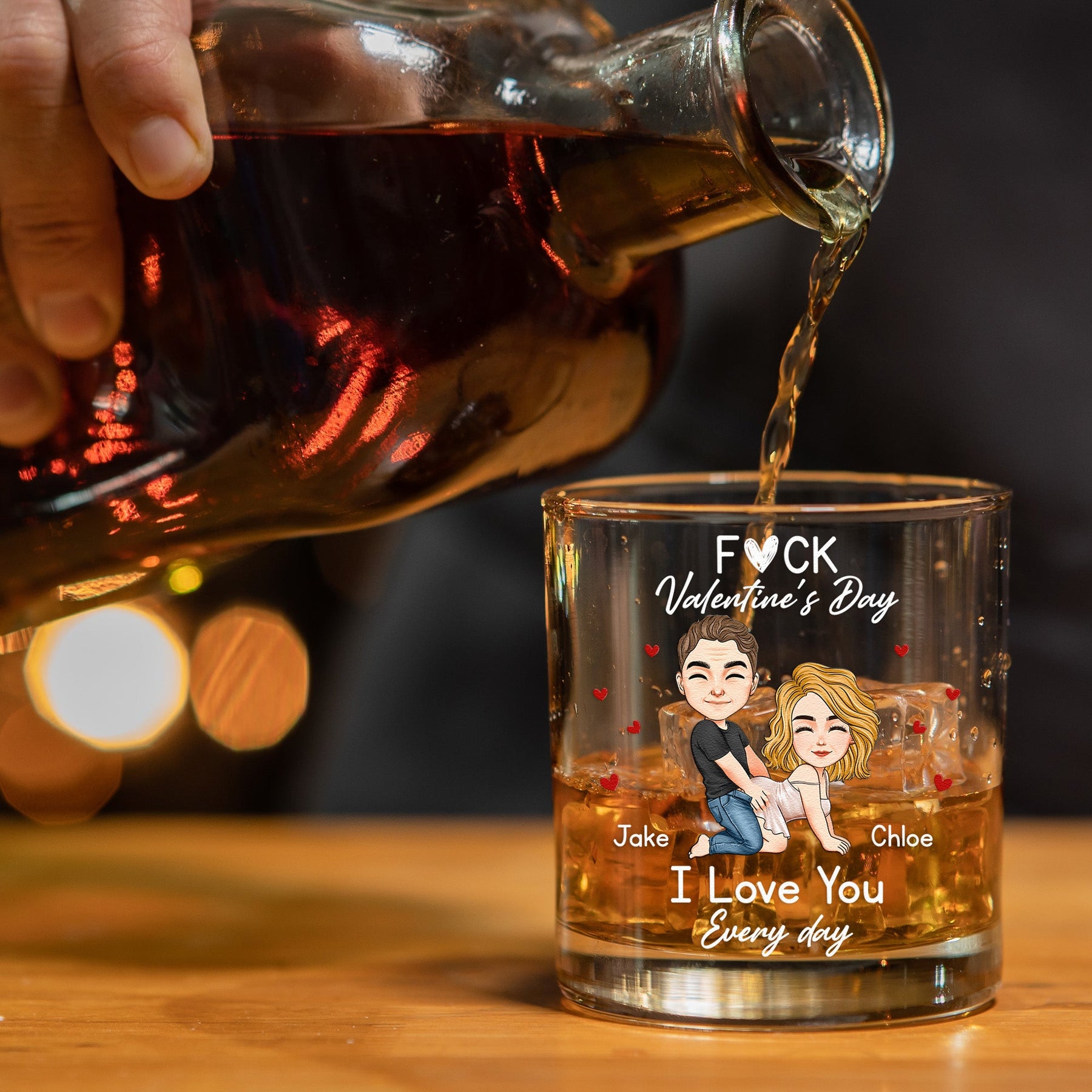 F*ck Valentine's Day I Love You Every Day - Fun Naughty Valentines Gifts For Her, Wife, Husband - Personalized Glass Gift