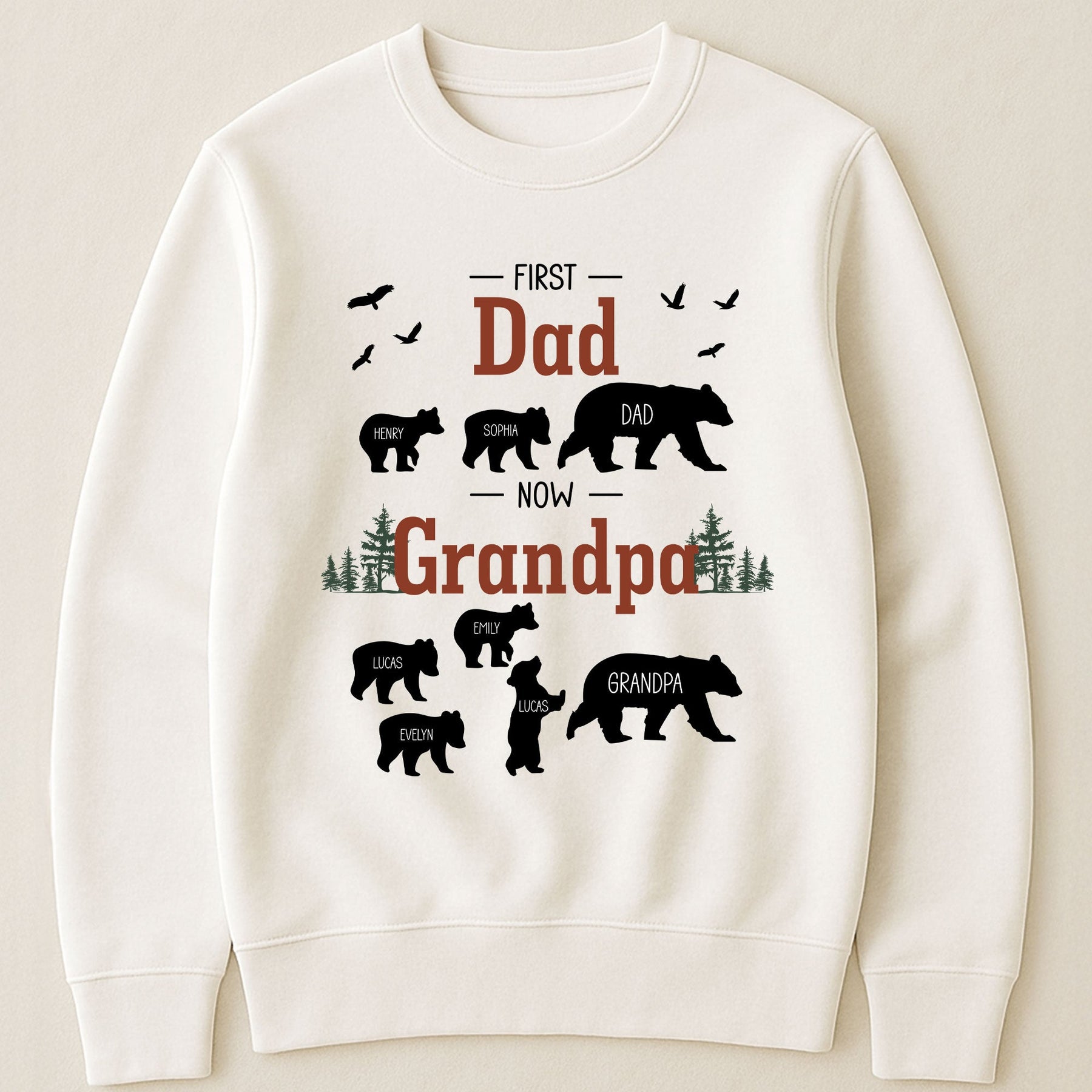 First Dad Now Grandpa - Papa Bear - Personalized Shirt