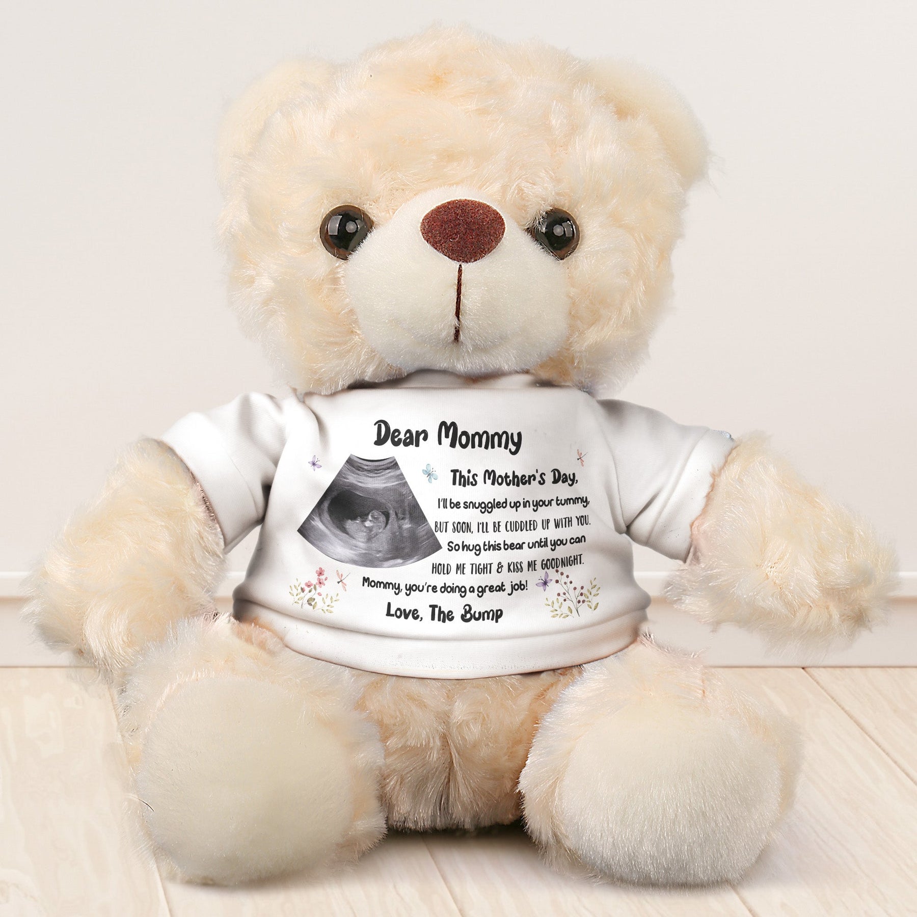 First Mother's Day For Mommy From Bump - Teddy Bear With Personalized Photo Shirt