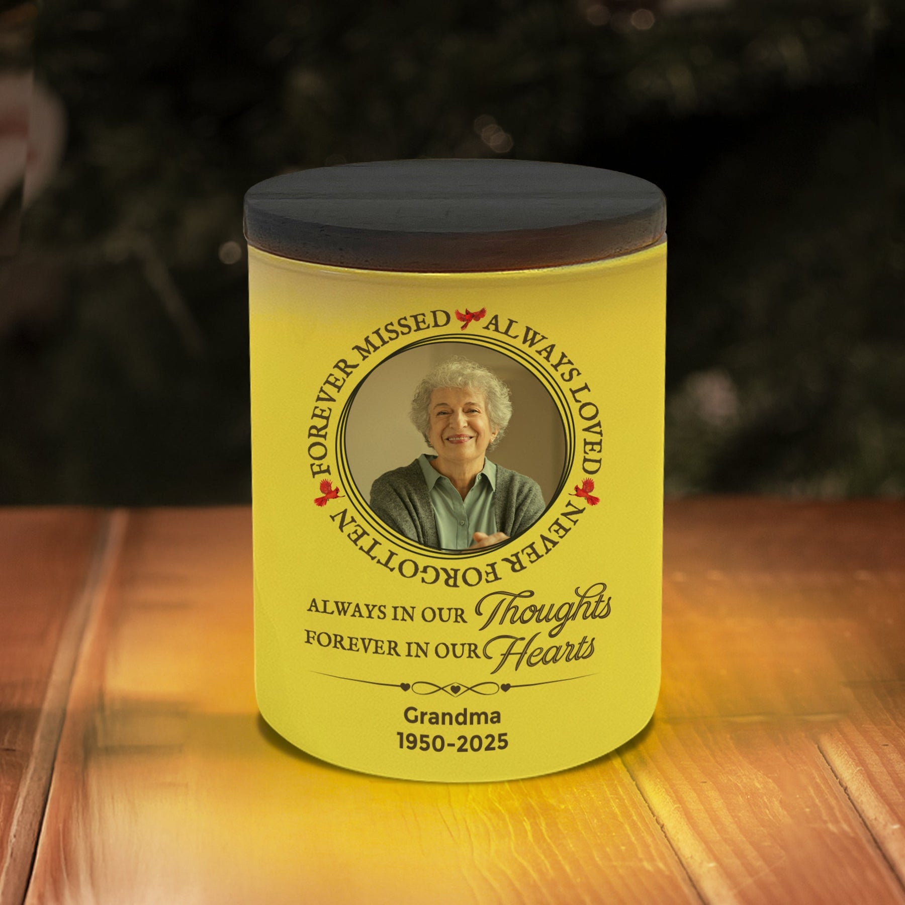 Forever In Our Hearts Memorial Gift - Personalized Photo LED Tea Light Holder