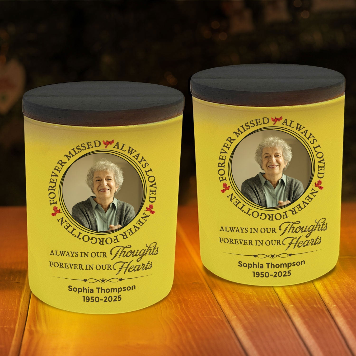 Forever In Our Hearts Memorial Gift - Personalized Photo LED Tea Light Holder