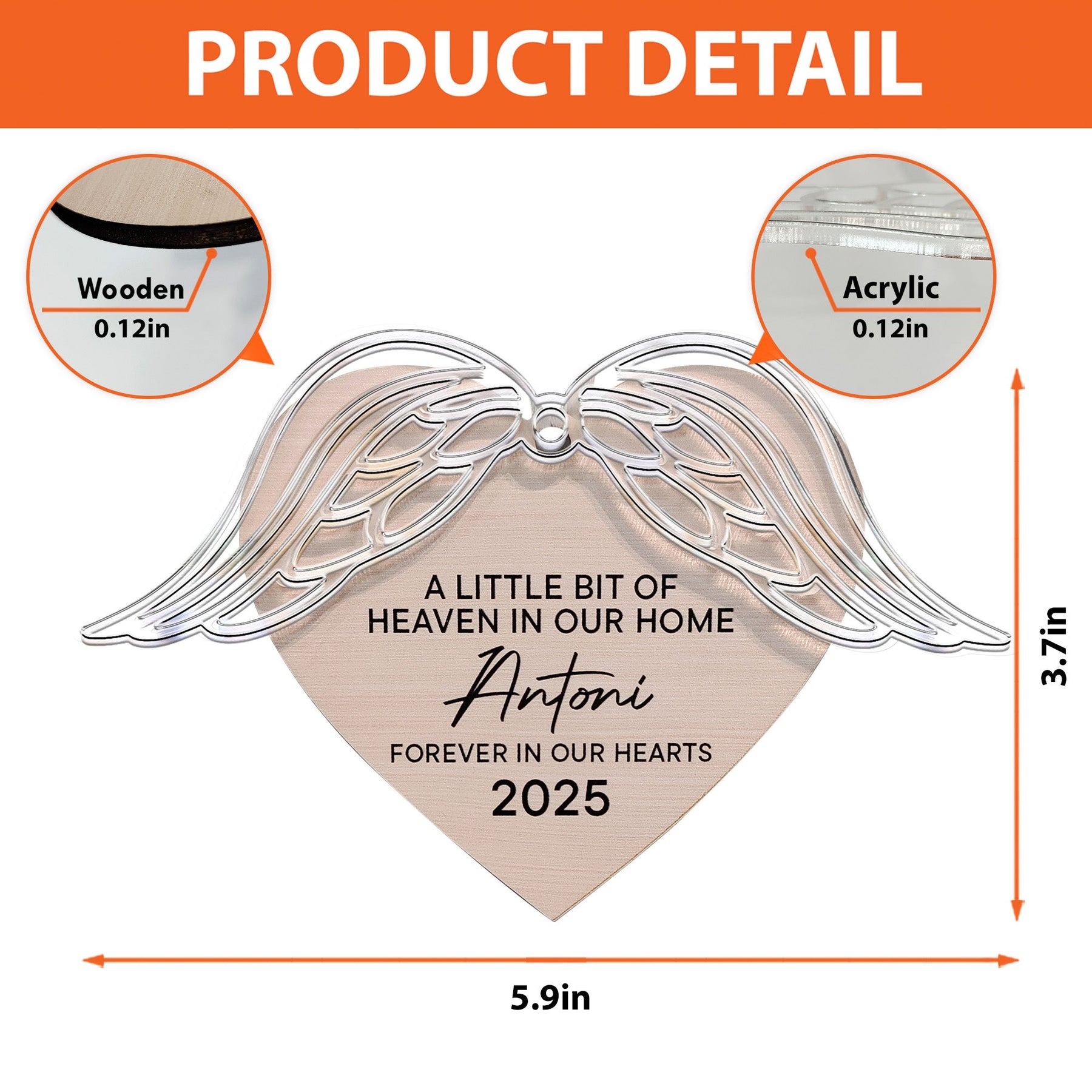 Forever In Our Hearts - Personalized Angel Wings Ornament