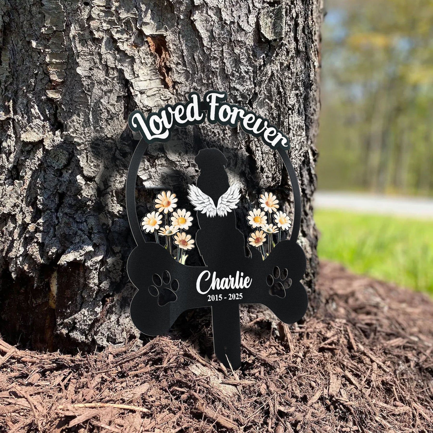 Forever Loved Angels With Paws - Personalized Metal Garden Stake
