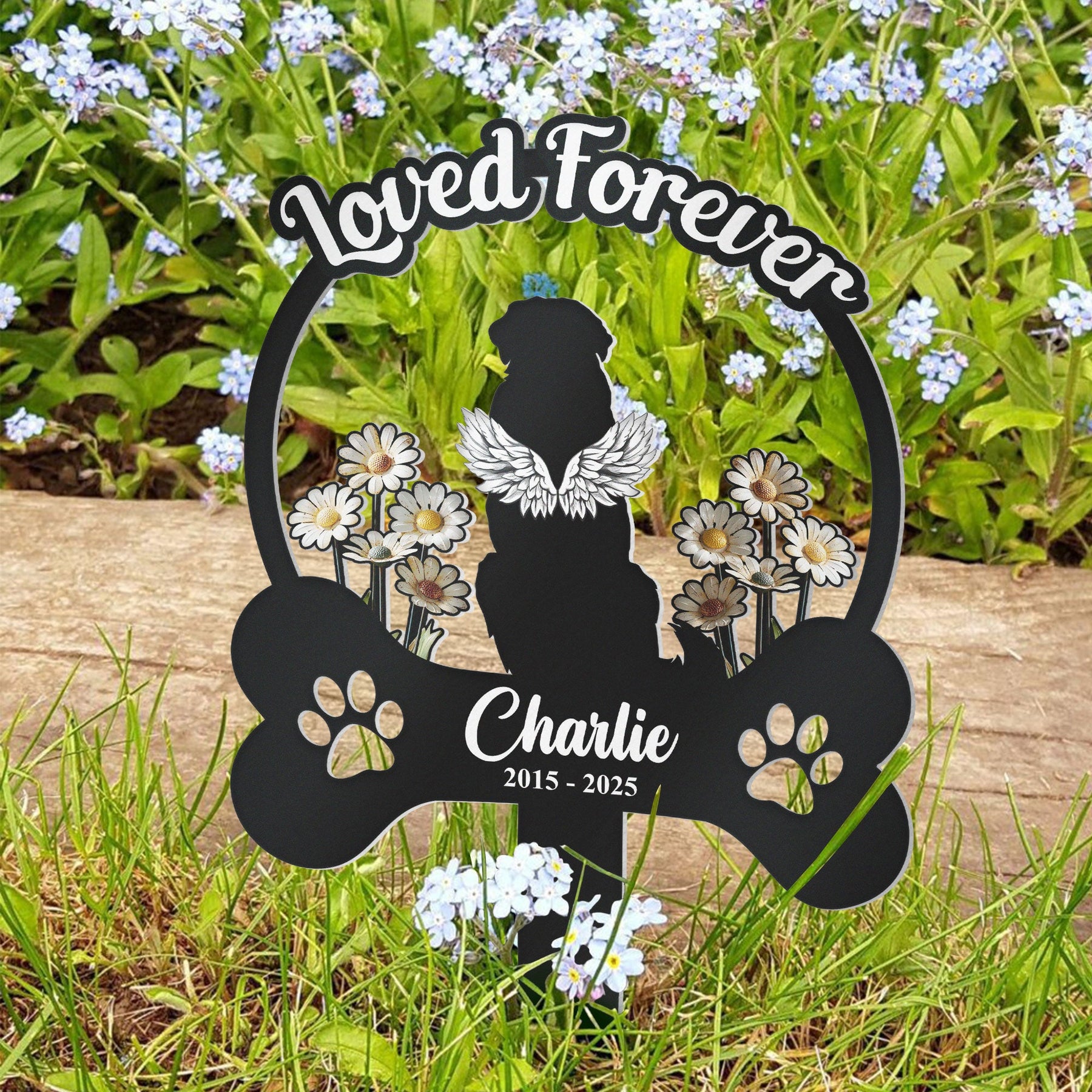 Forever Loved Angels With Paws - Personalized Metal Garden Stake