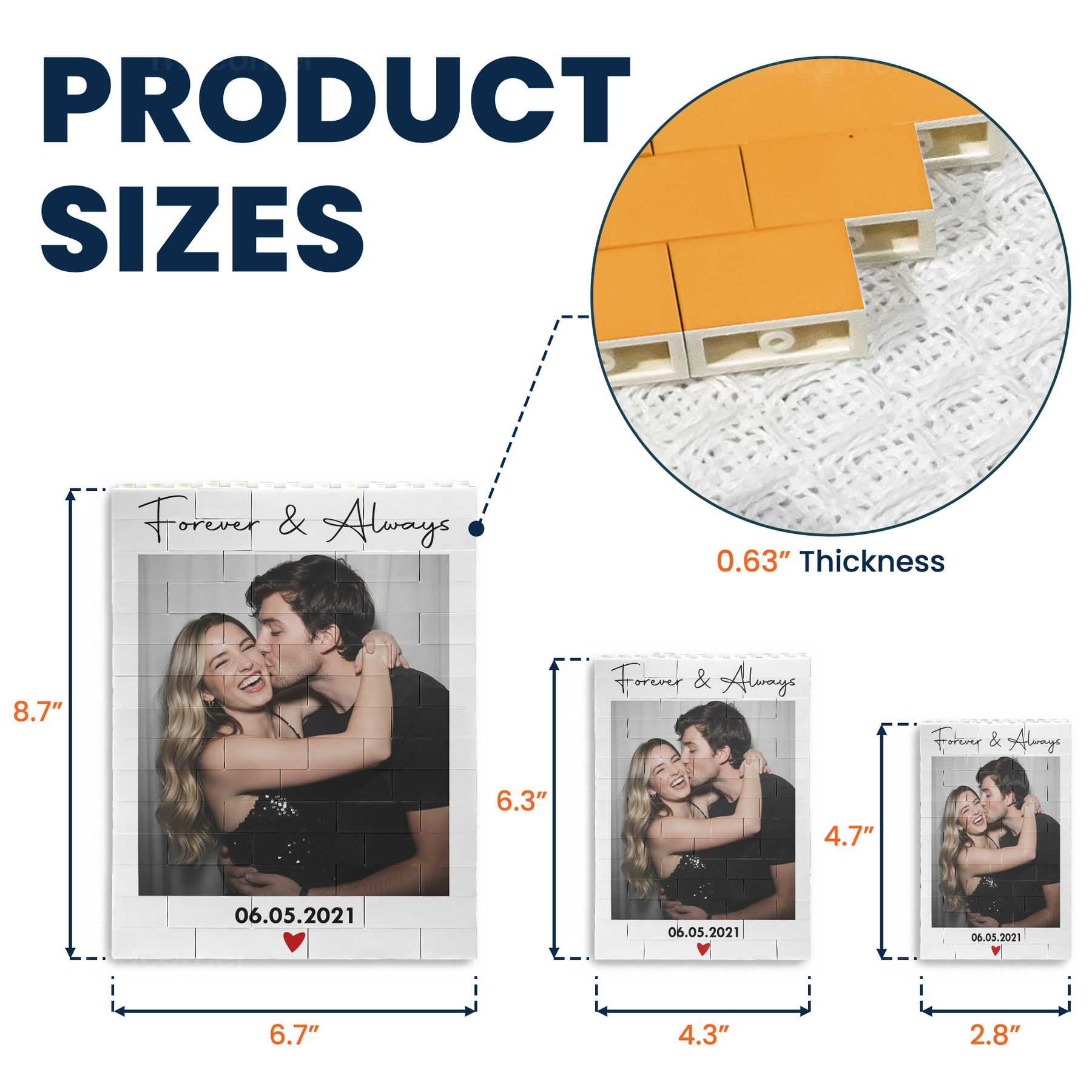 Forever & Always Custom Photo Anniversary Gift For Her, Him - Personalized Building Blocks
