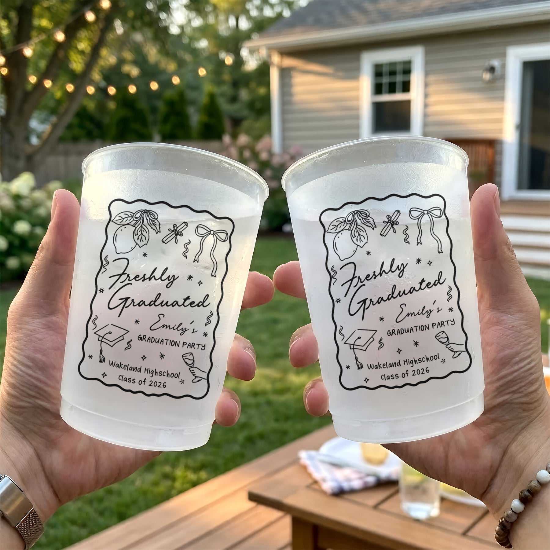 Freshly Graduated Graduation Party - Personalized Cups