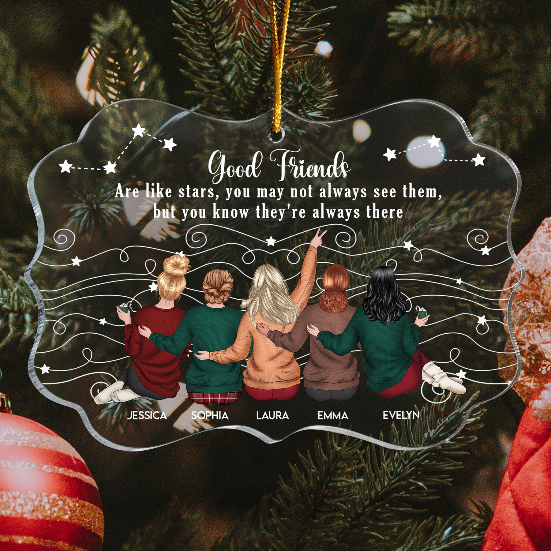Friends Like Star - Thank You Gifts For Friends, Sisters - Personalized Acrylic Ornament - Gift For Friend