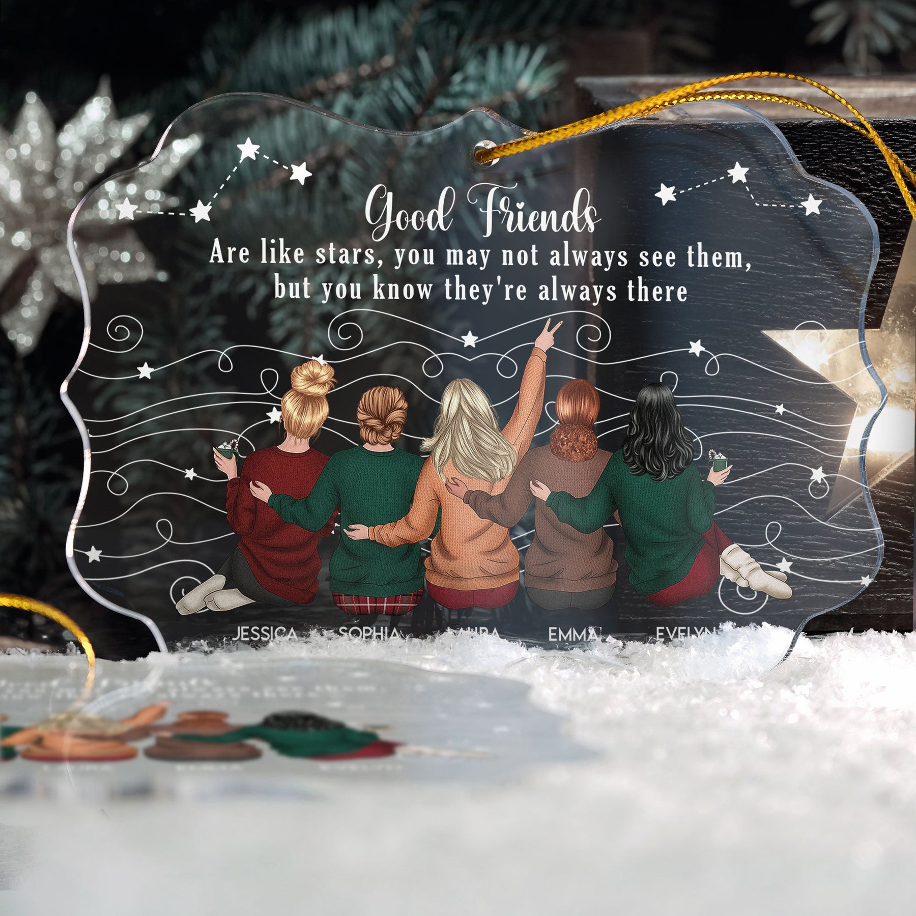 Friends Like Star - Thank You Gifts For Friends, Sisters - Personalized Acrylic Ornament - Gift For Friend