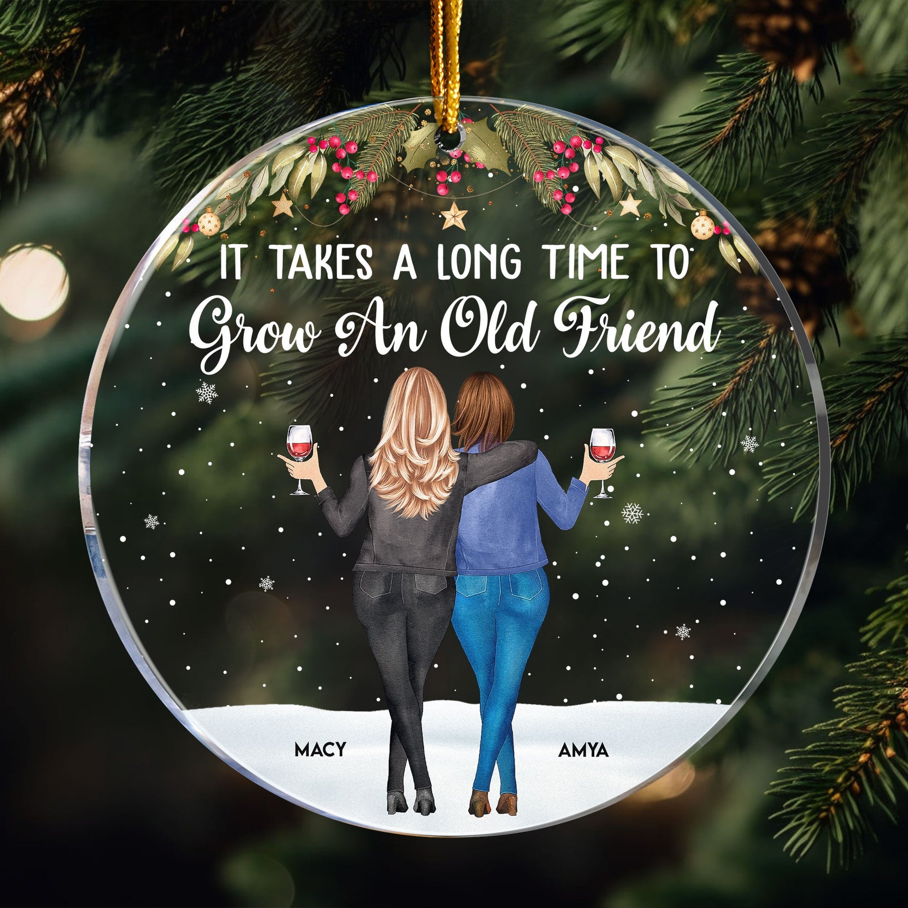 Friends We Never Walk Alone - Personalized Acrylic Ornament - Gift For Friend