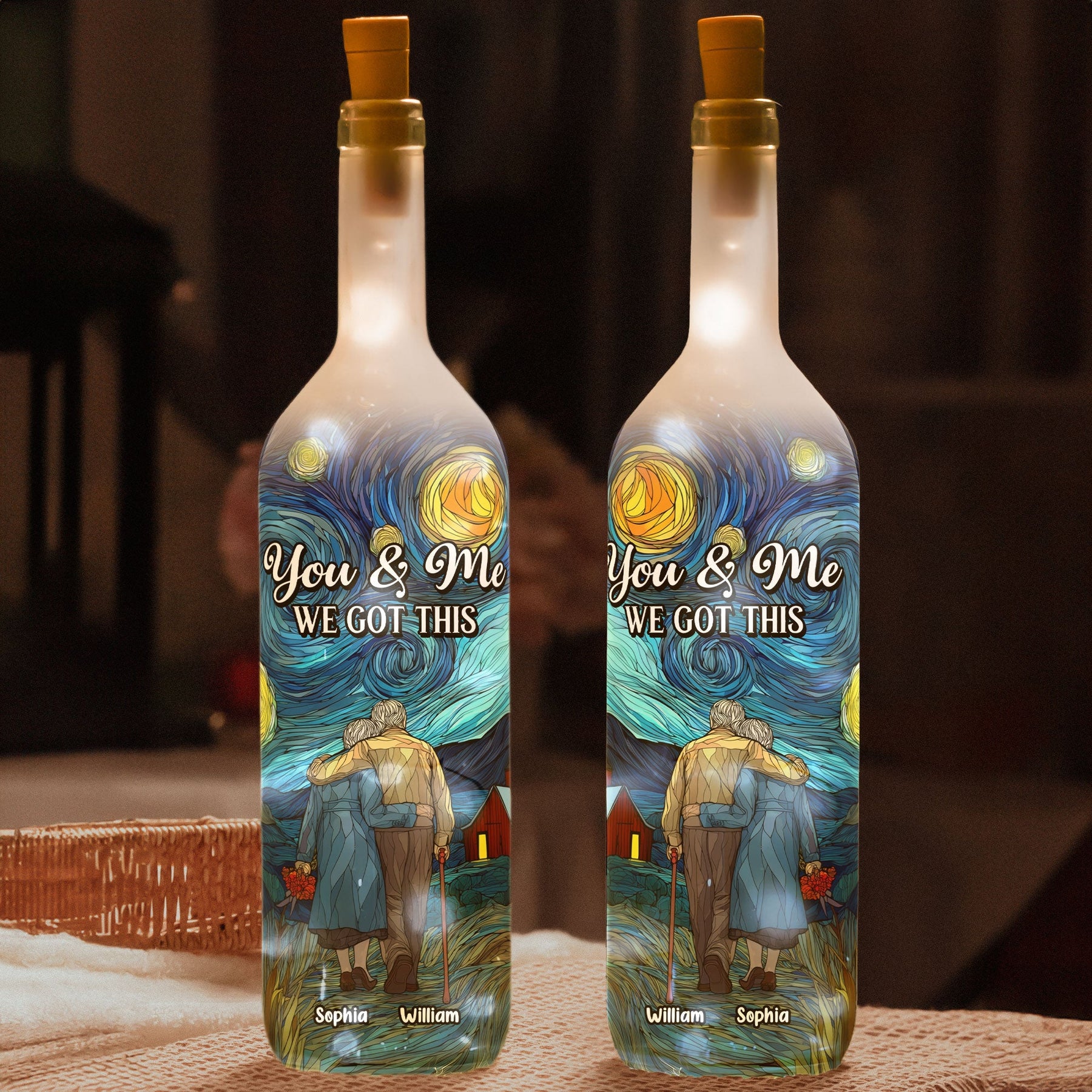You & Me We Got This Starry Night Anniversary Gifts - Personalized Bottle Lamp
