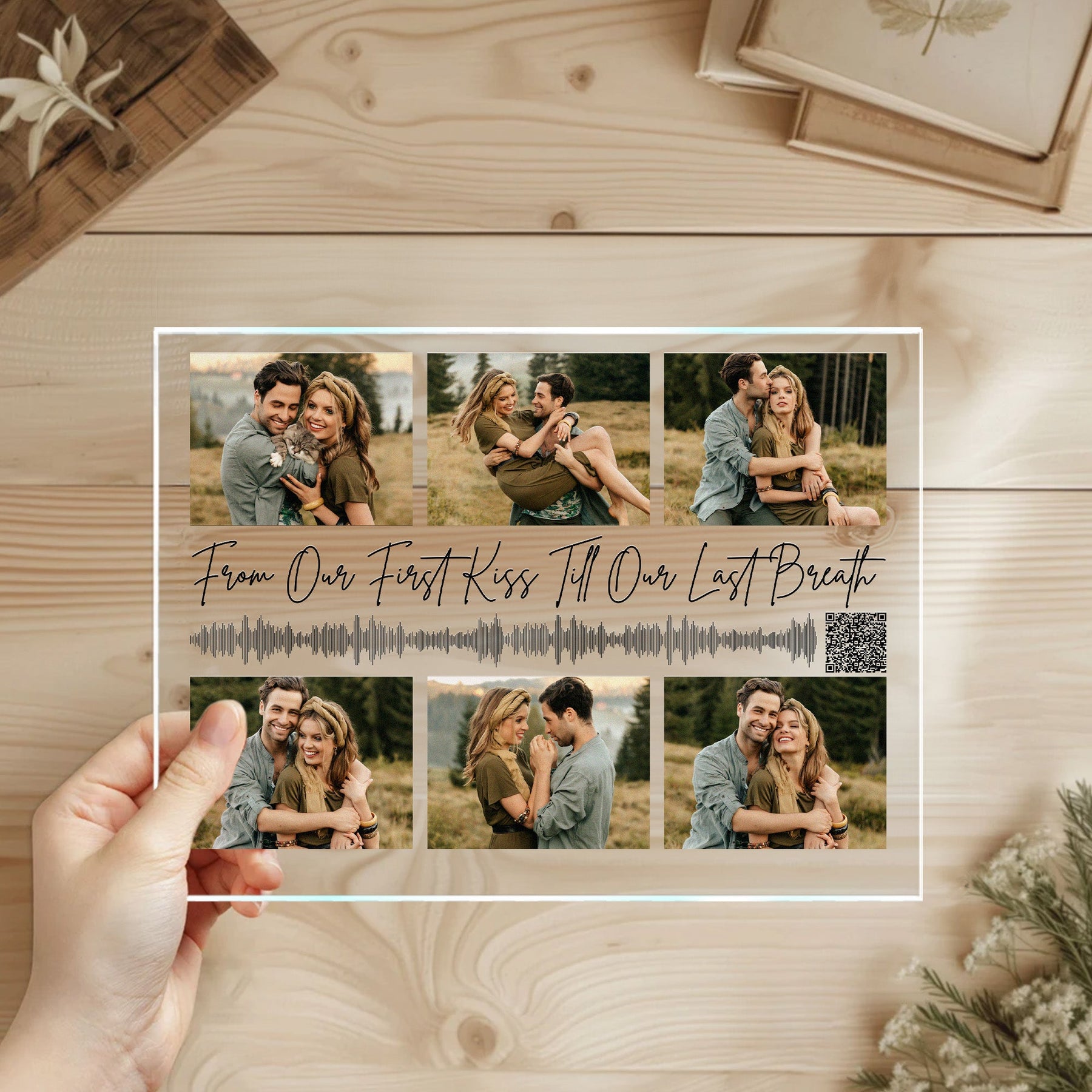 From Our First Kiss Till Our Last Breath Qr Code - Personalized Acrylic Photo Plaque