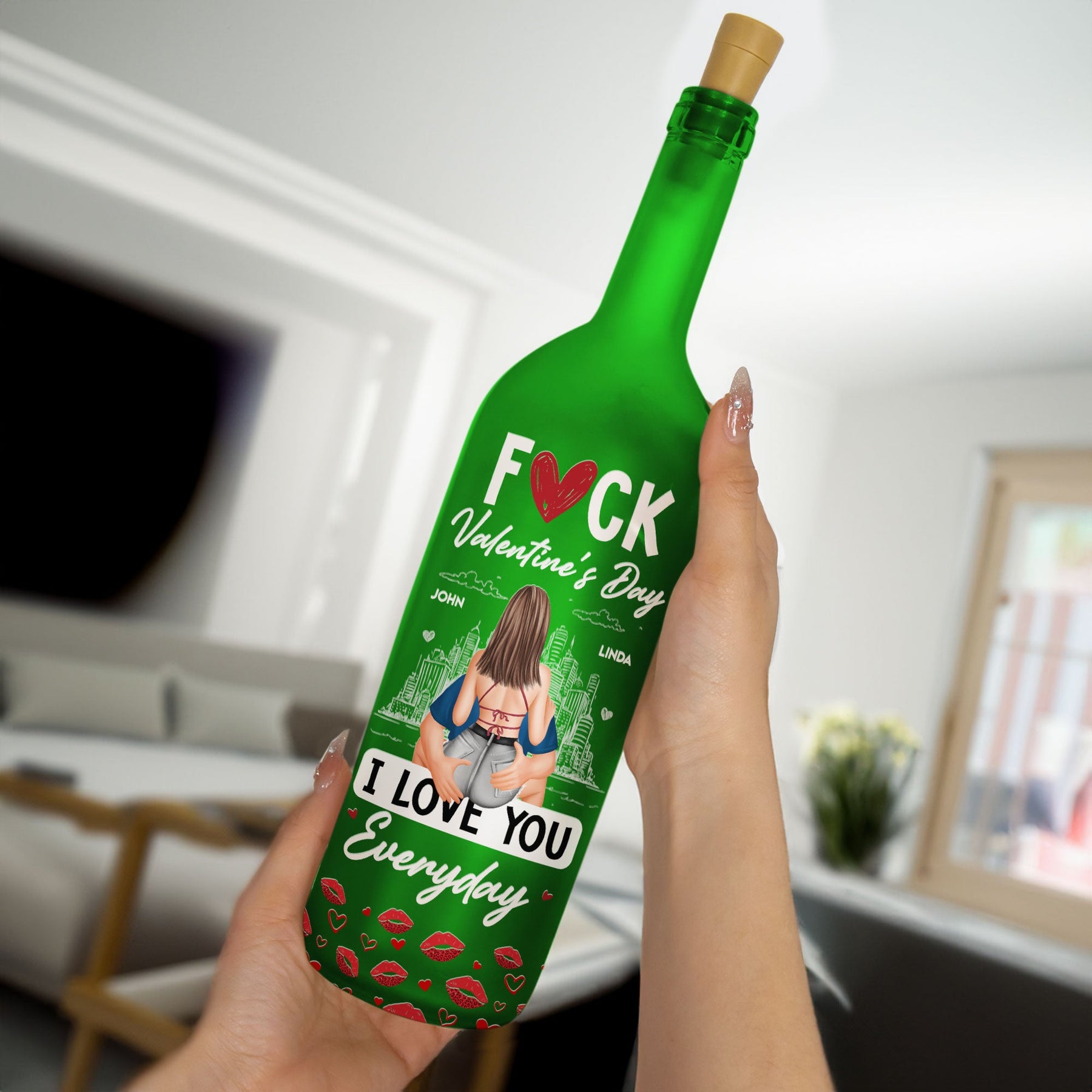 I Love You Everyday - Personalized Bottle Lamp, Valentine's Day Gifts
