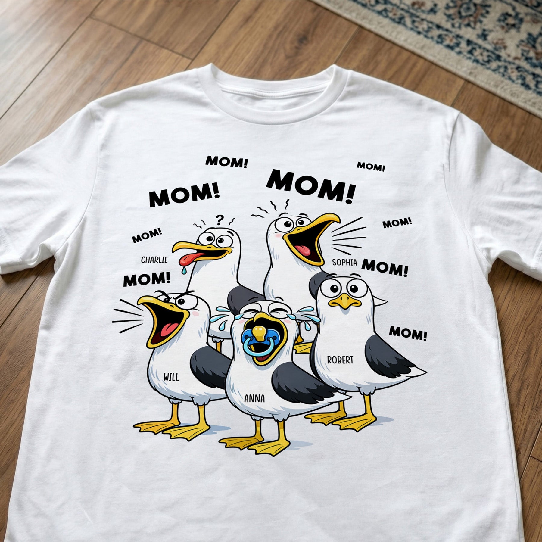 Funny Mommy Shirt - Mom Mom Mom Seagull - Personalized Shirt