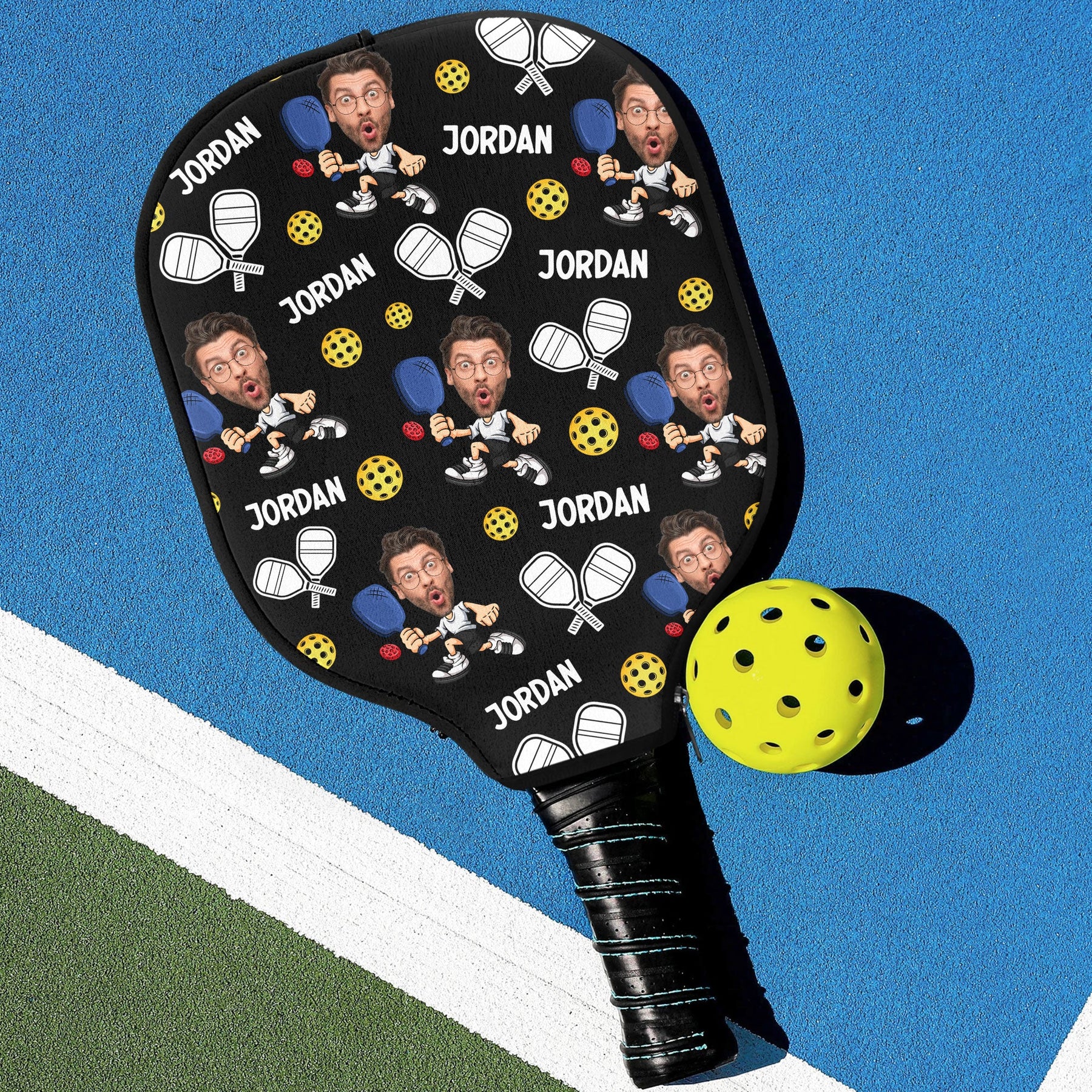 Funny Pickleball Poses Custom Face - Personalized Photo Pickleball Paddle Cover