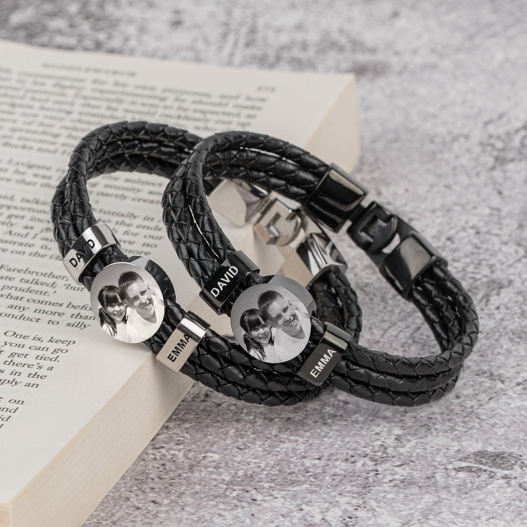 Gift For Brother - Personalized Photo Leather Bracelet