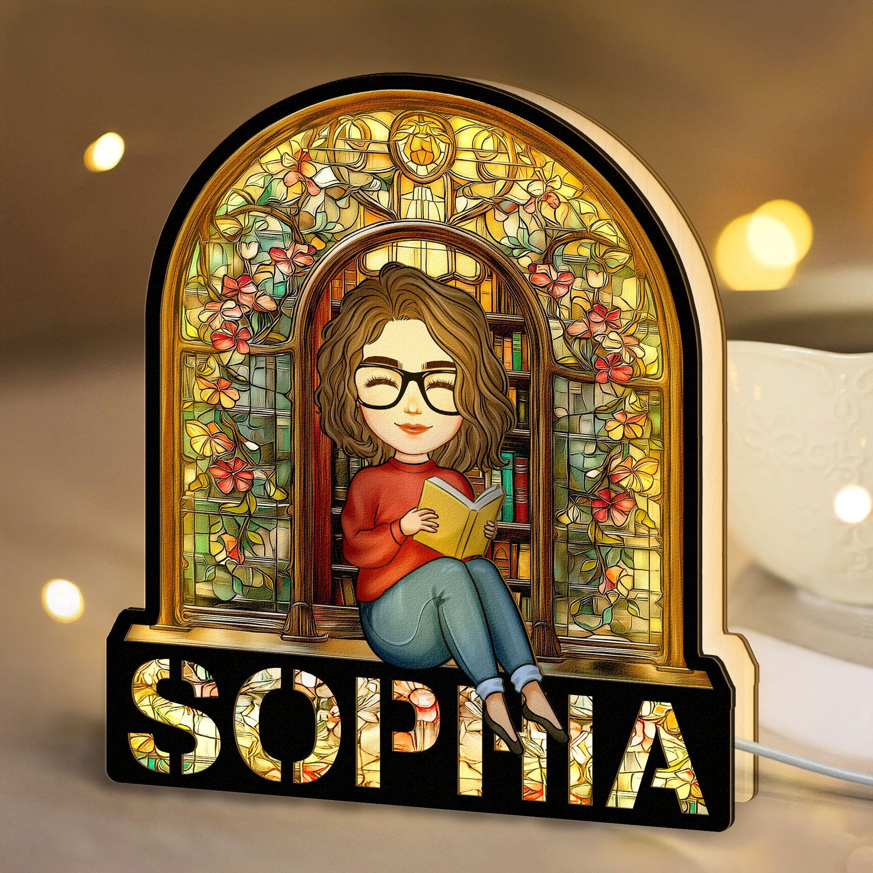Girl Reading Book - Personalized LED Night Lamp
