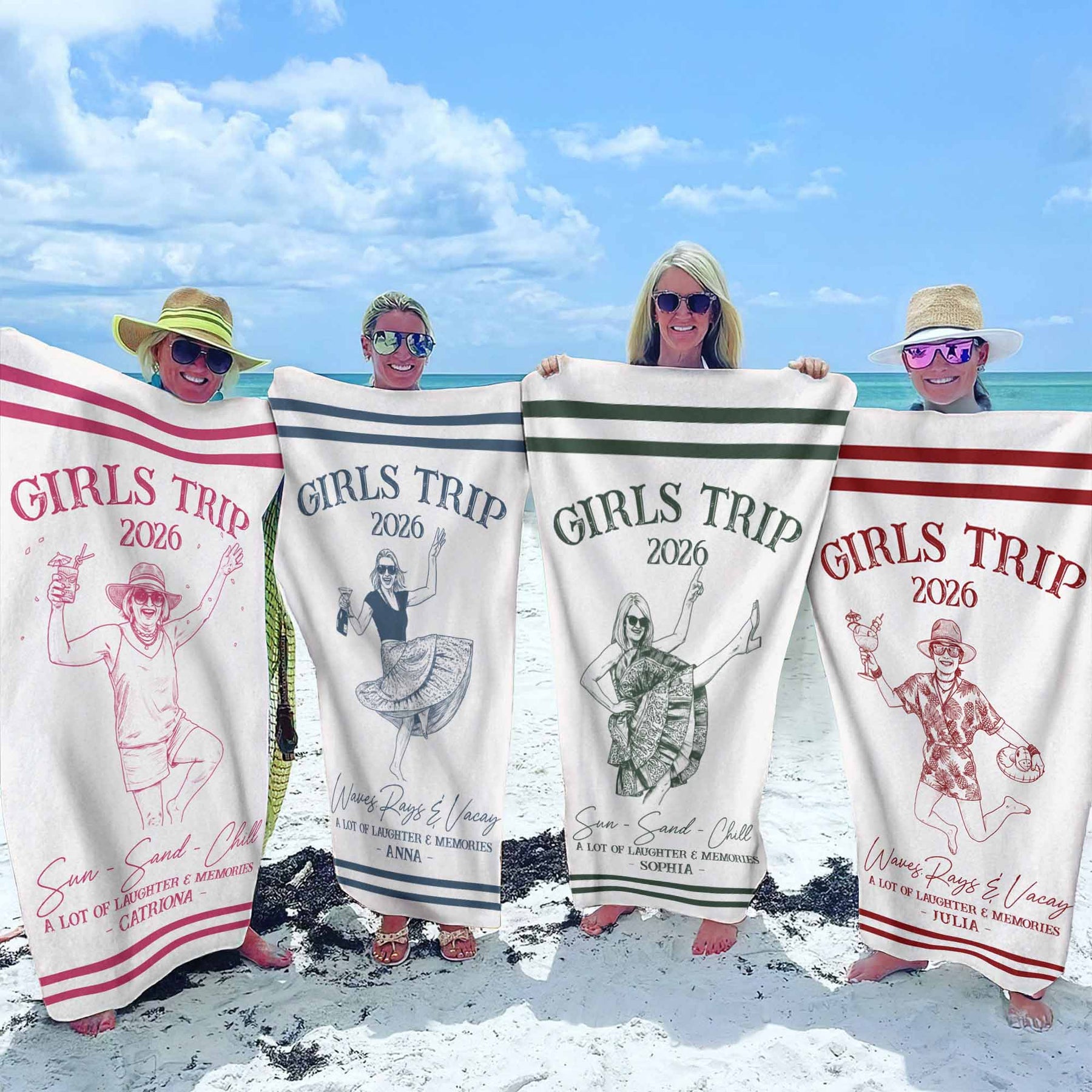 Girls Trip Custom Photo Beach Vacation - Personalized Beach Towel