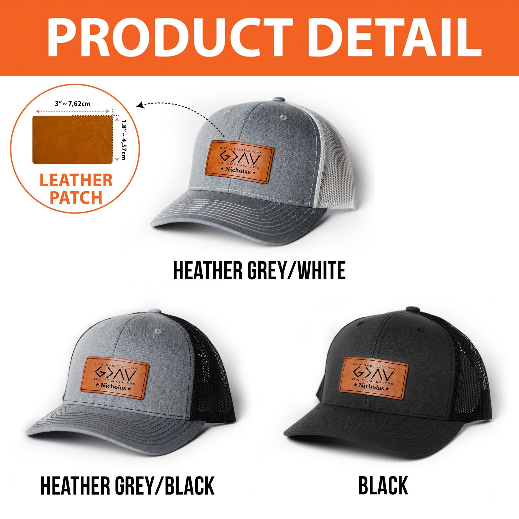 God Is Greater Than The Highs And Lows - Personalized Leather Patch Hat