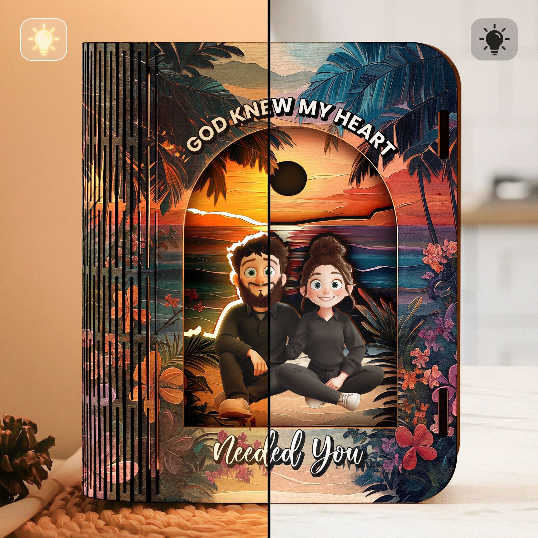God Knew My Heart Needed You - Personalized 3D Wooden Puzzle Night Light
