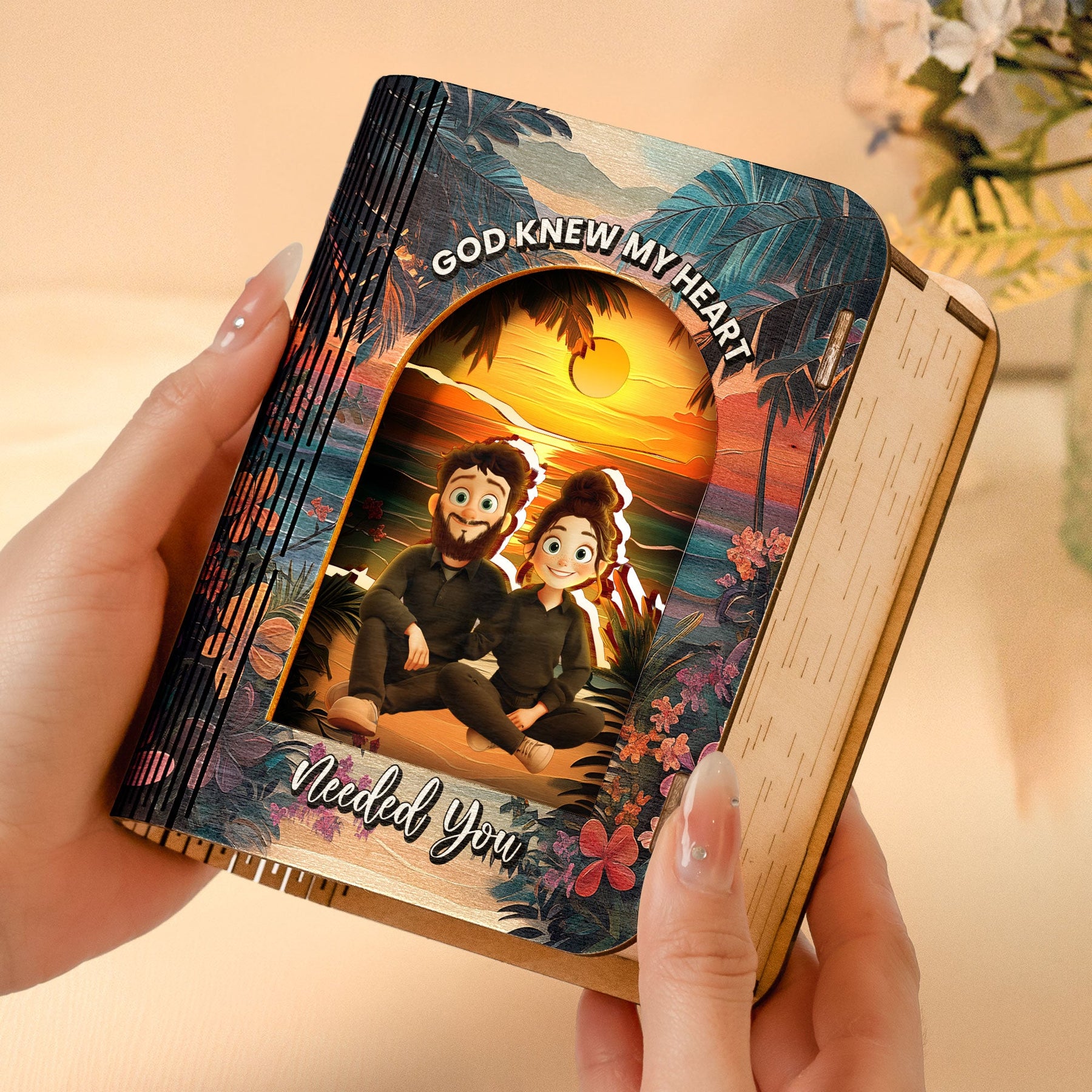 God Knew My Heart Needed You - Personalized 3D Wooden Puzzle Night Light