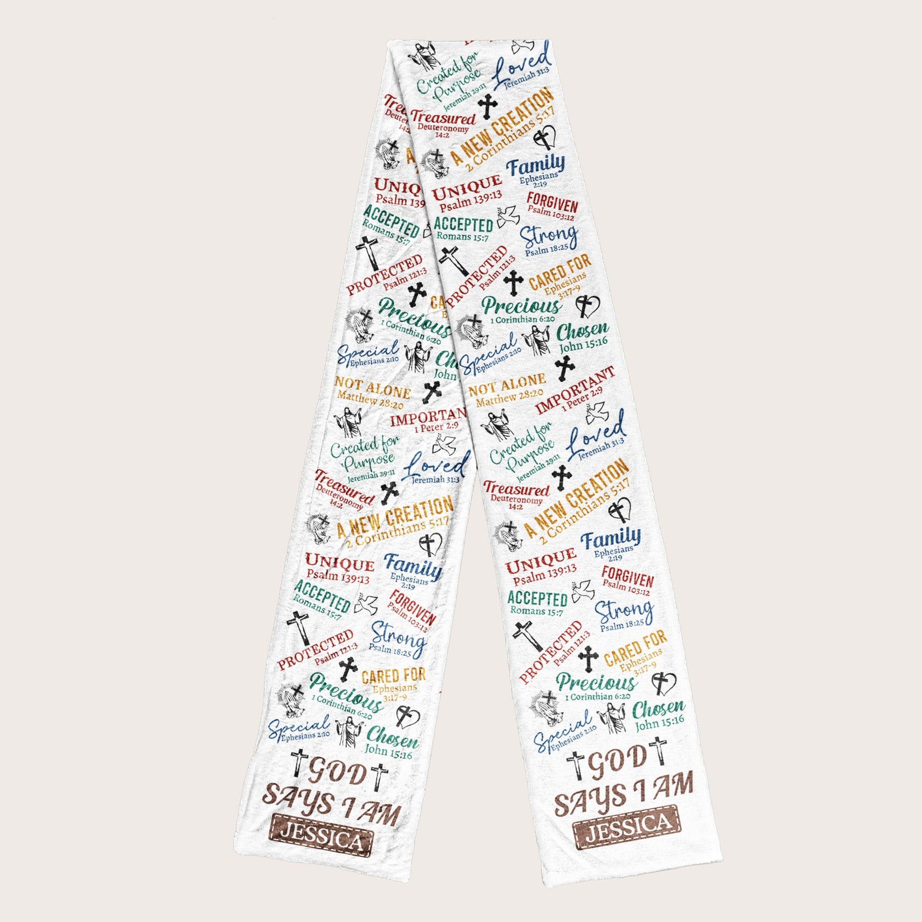 God Says I Am Bible Verses Affirmation - Personalized Fleece Scarf