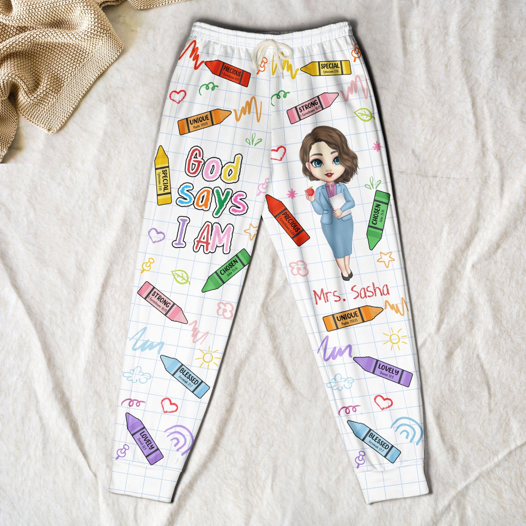 God Says I Am Teacher Bible Verses - Personalized Sweatpants