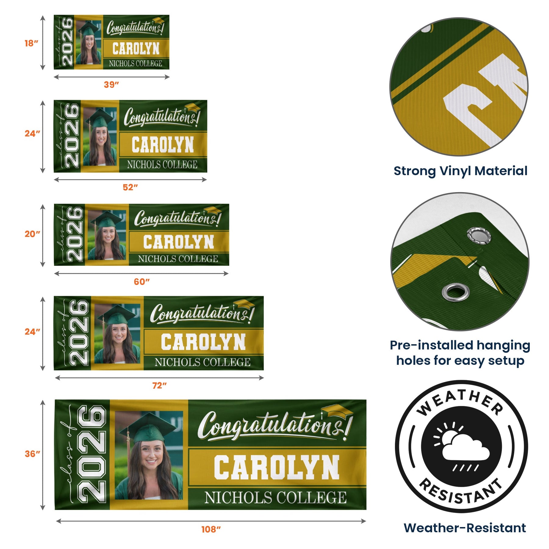 Graduation Custom Photo, Name & School - Personalized Banner