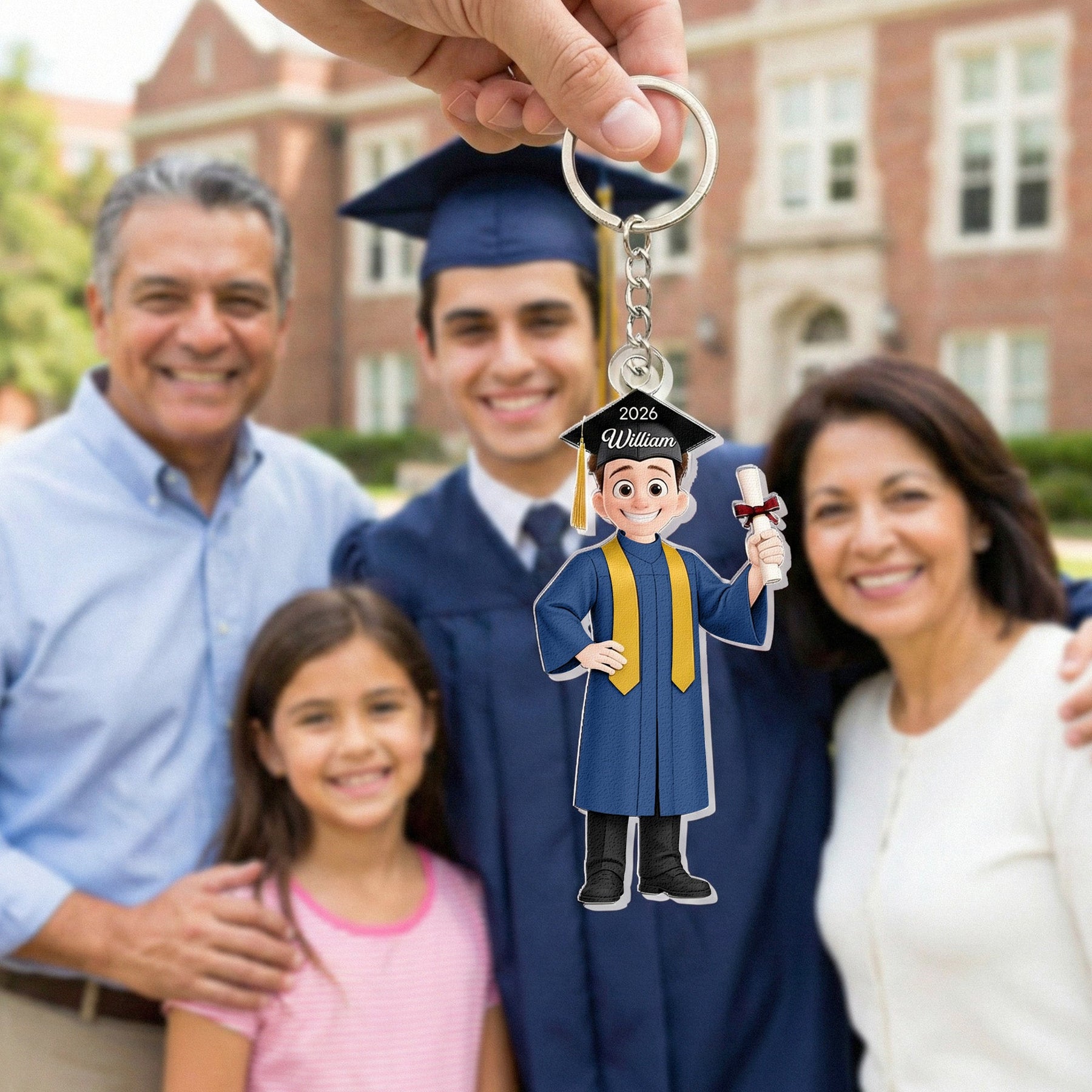 Graduation Cute Cartoon Gift For Him Her - Personalized Acrylic Keychain