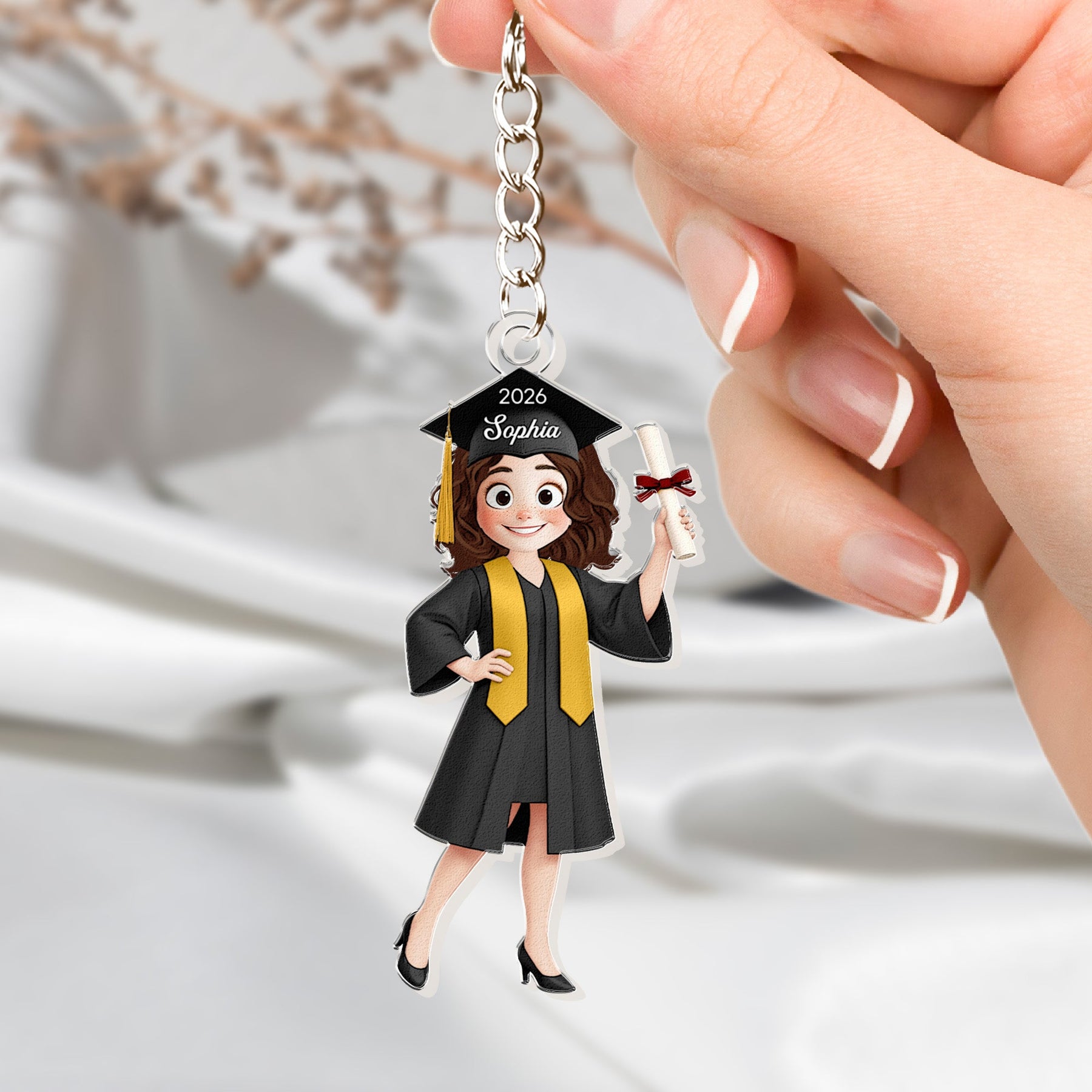 Graduation Cute Cartoon Gift For Him Her - Personalized Acrylic Keychain