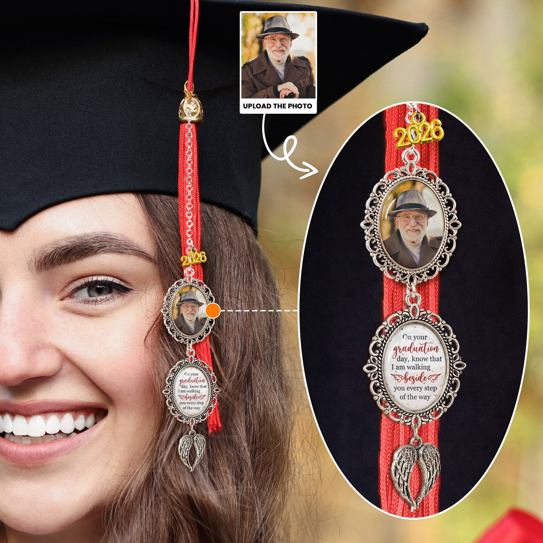 Graduation Set Gift - Personalized Graduation Cap Topper And Tassel Photo Charm