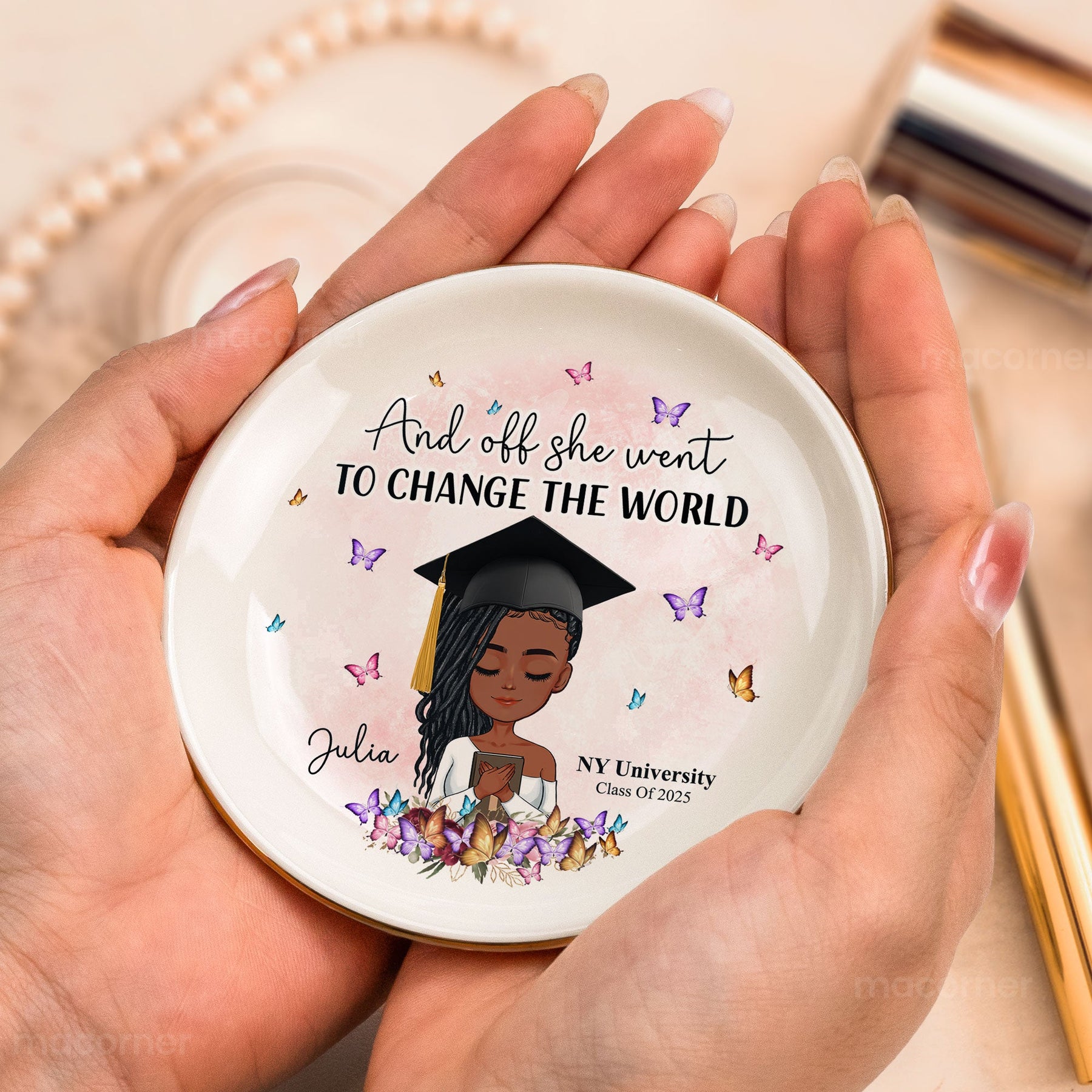 Graduation She Went To Change The World - Personalized Jewelry Dish