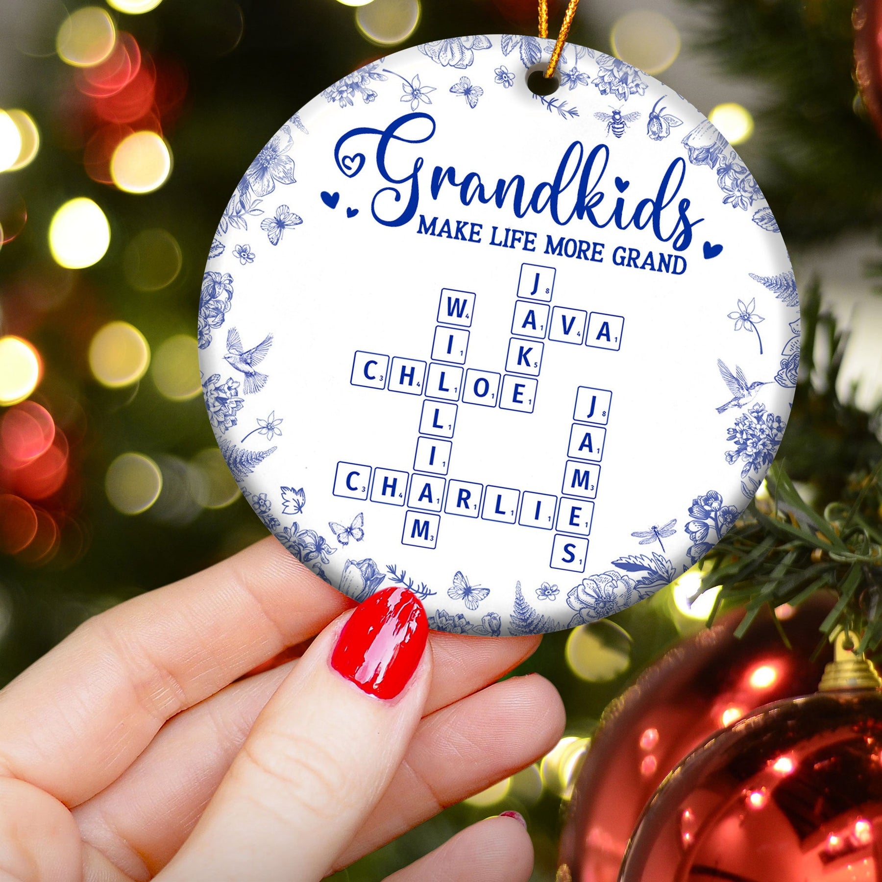 Grandkids Make Life More Grand - Personalized Ceramic Ornament