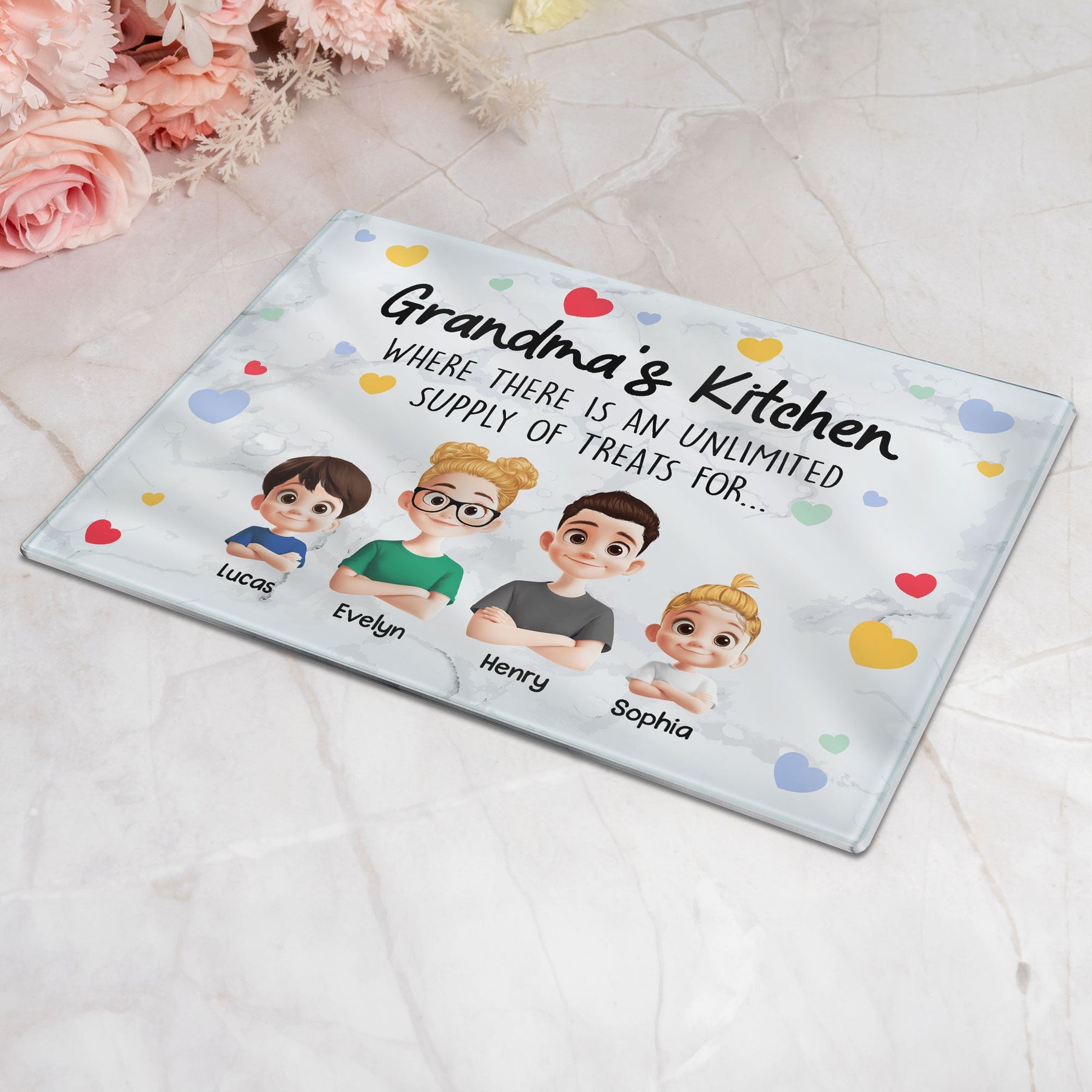Grandma Kitchen - Personalized Glass Cutting Board