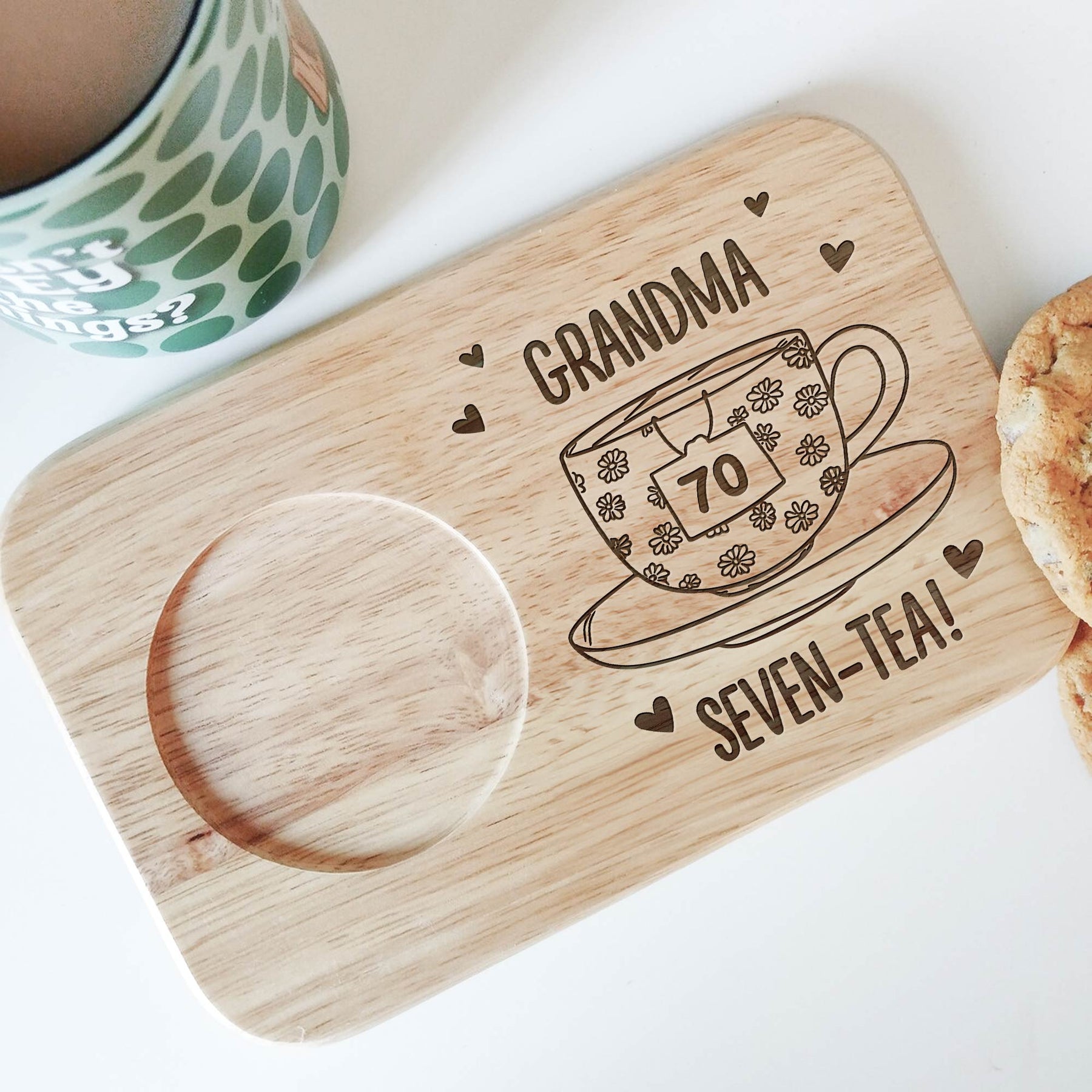 Grandma Seven-Tea - Custom Engraved Wooden Tea & Biscuit Board