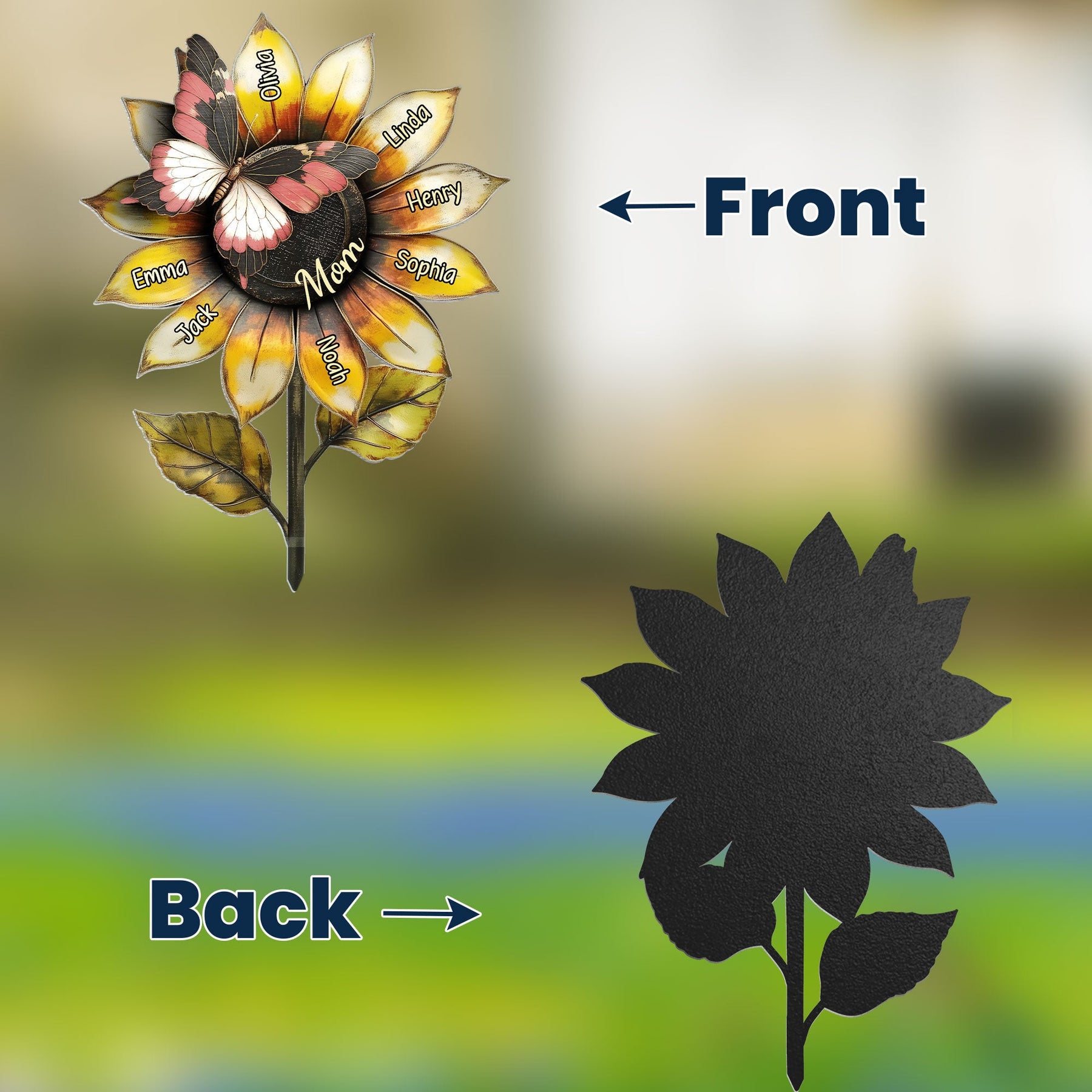 Grandma's Beautiful Sunflower Mom Mimi - Personalized Metal Garden Stake