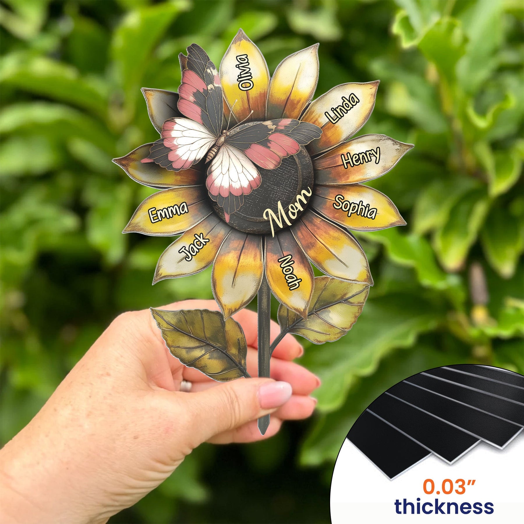 Grandma's Beautiful Sunflower Mom Mimi - Personalized Metal Garden Stake
