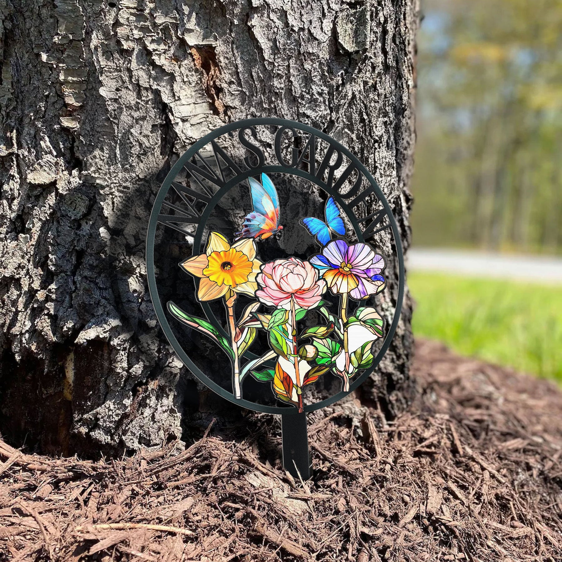 Grandma's Garden Birth Month Flowers - Personalized Metal Garden Stake