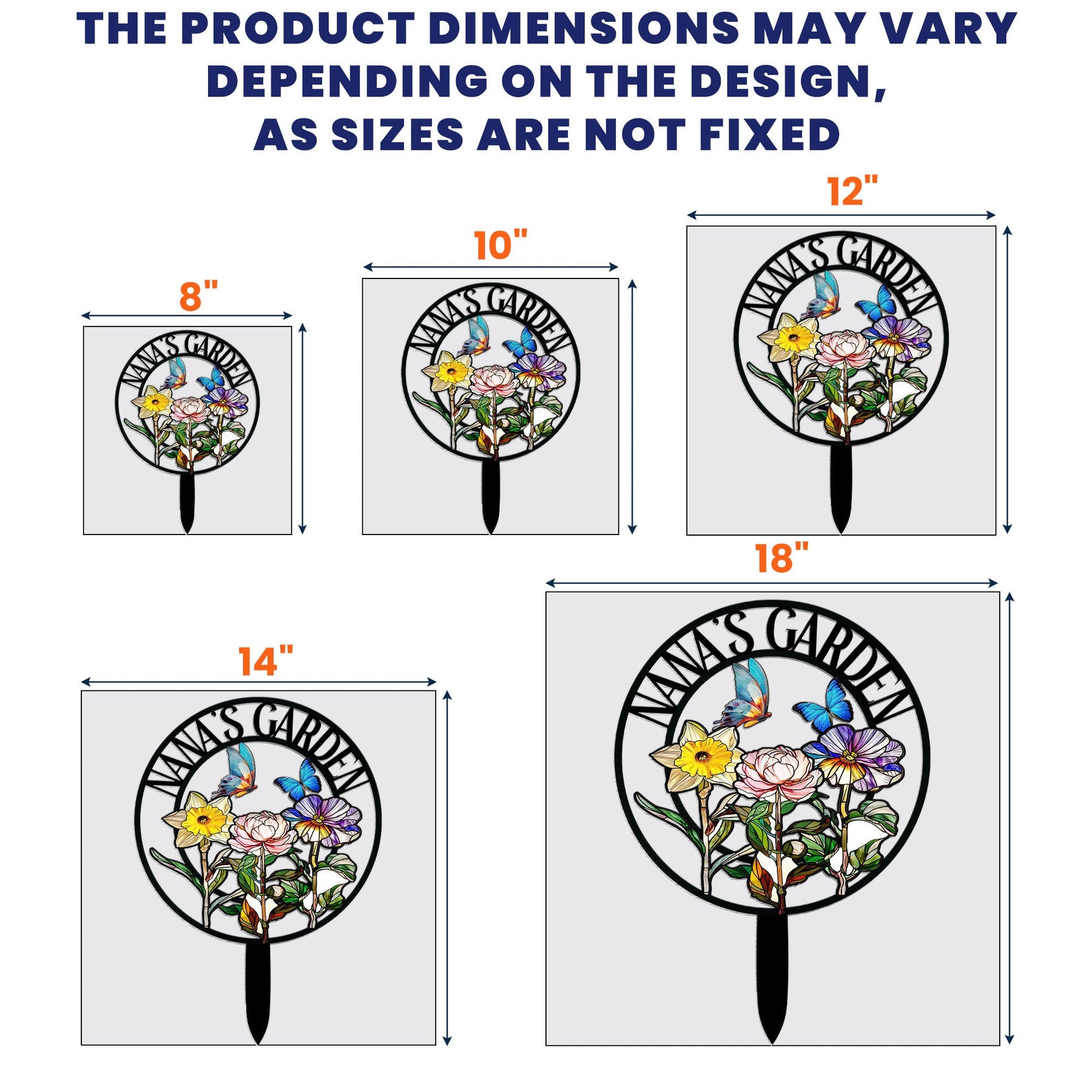 Grandma's Garden Birth Month Flowers - Personalized Metal Garden Stake