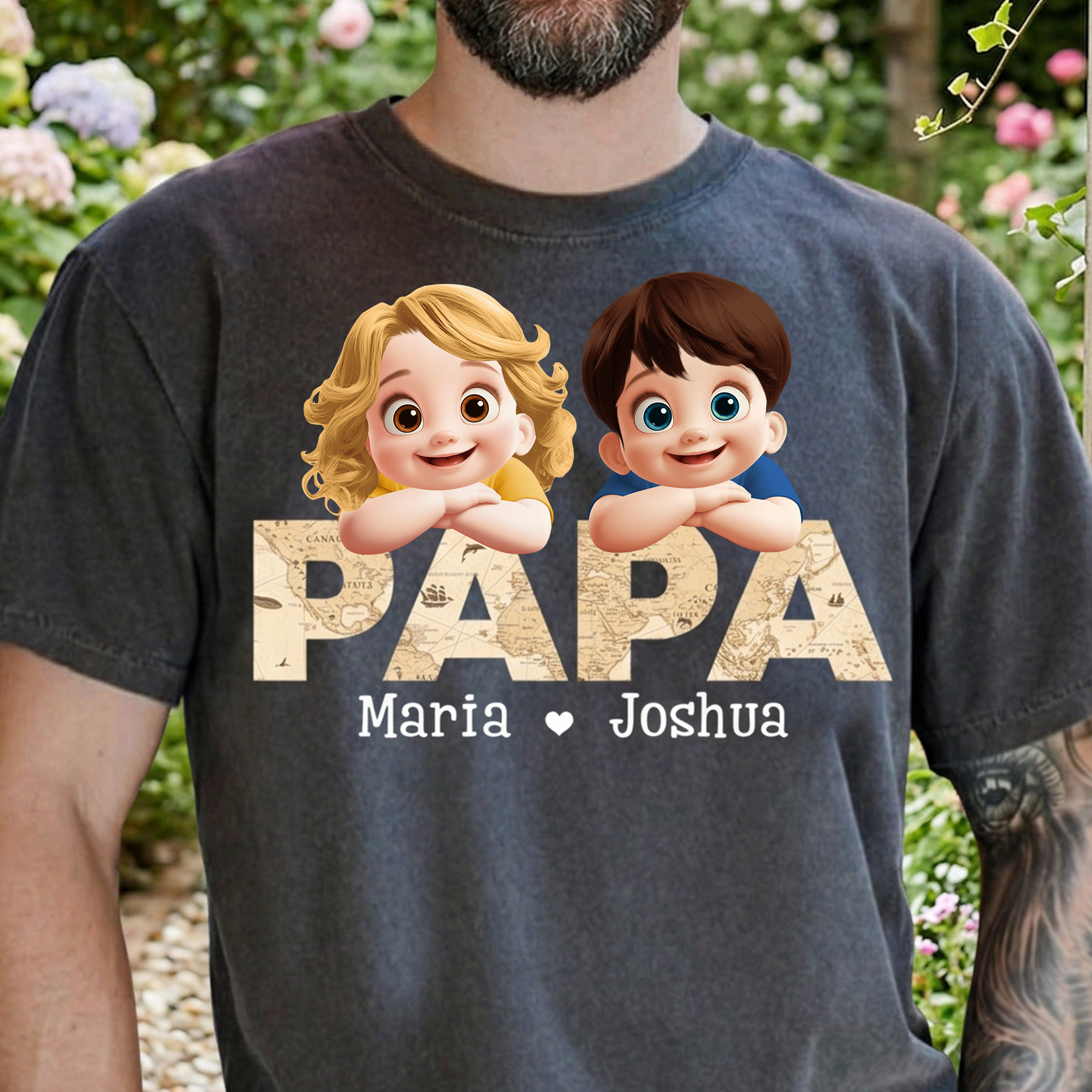 Grandpa Daddy Title With Pattern 3D - Personalized Shirt