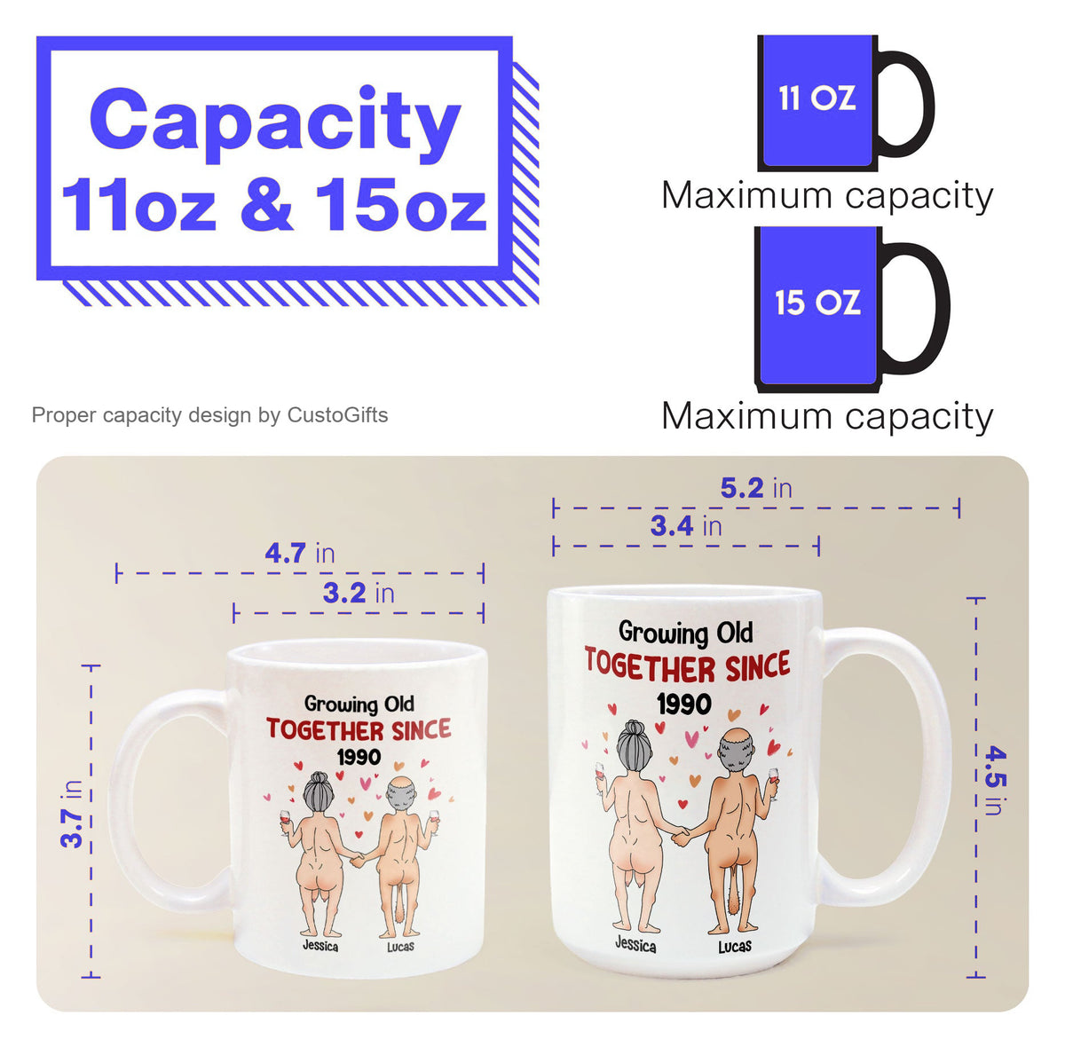 Growing Old Together Since - Personalized Mug