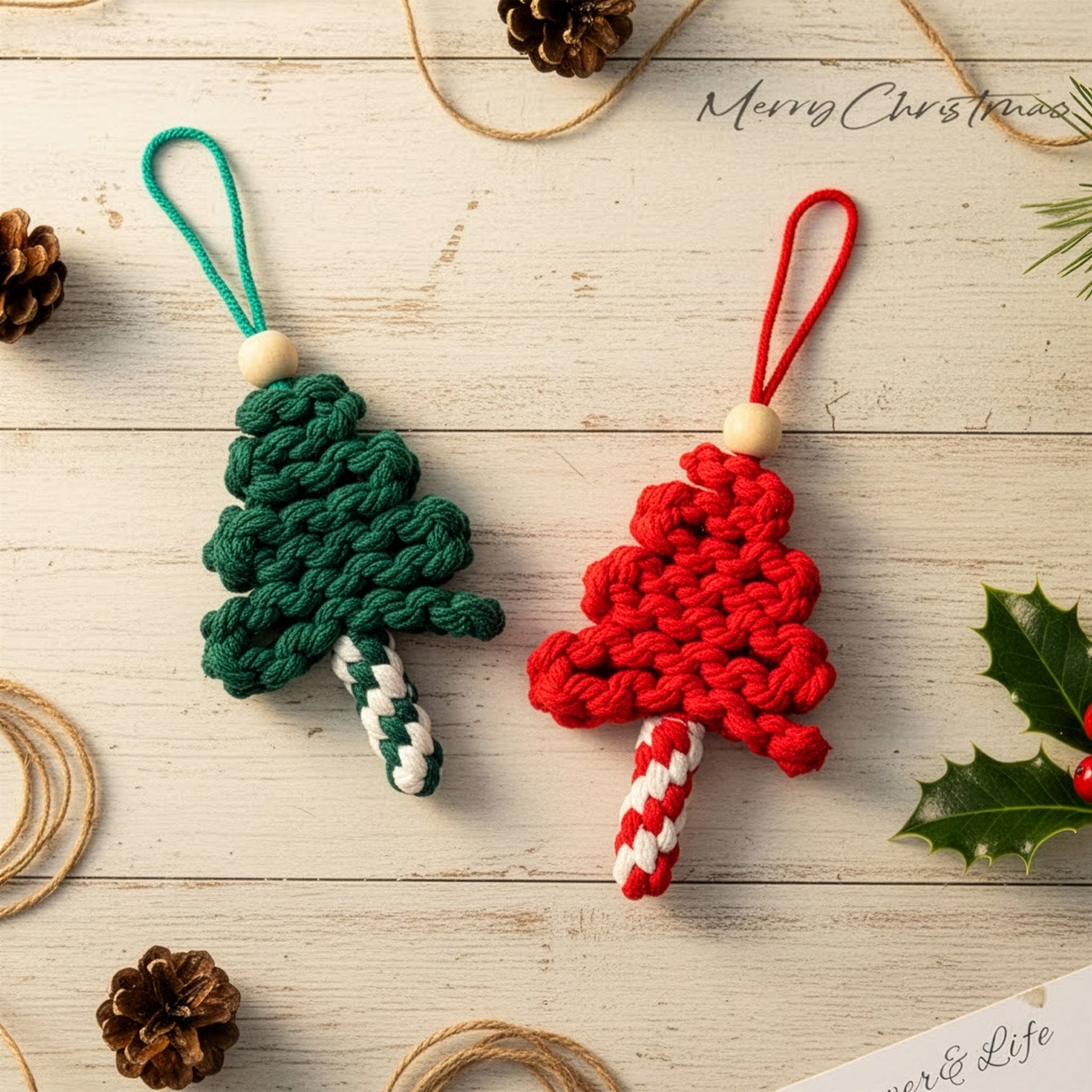Handmade Chunky Yarn Christmas Tree - Personalized Crochet Ornament